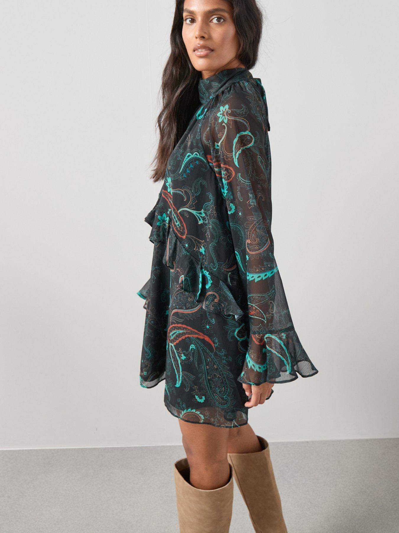 Image 6 of 7 of The Very Collection Printed Chiffon Mini Dress - Print