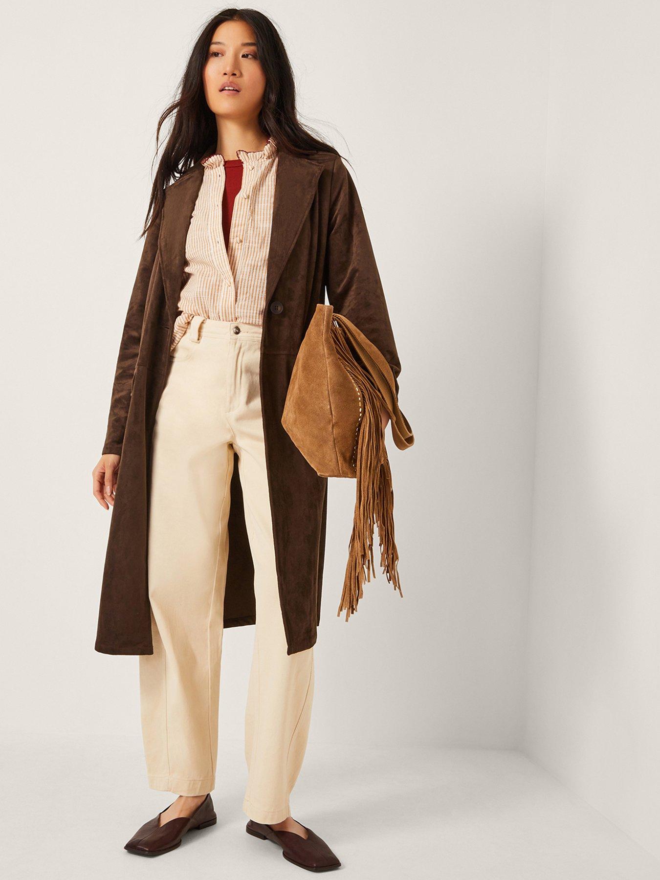 Monsoon Tove Suedette Trench - Brown