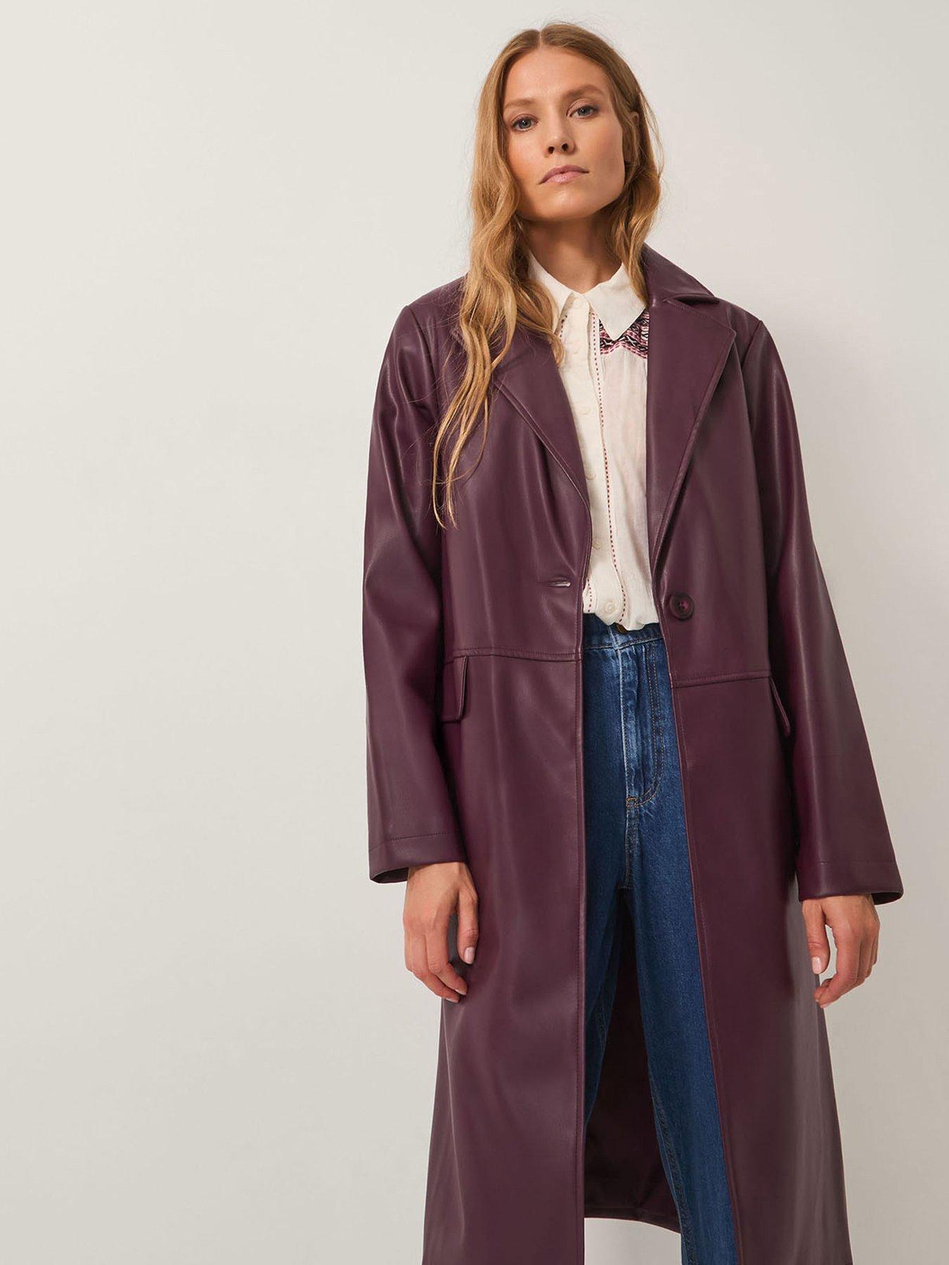 Monsoon Paola Pu Trench - Burgundy