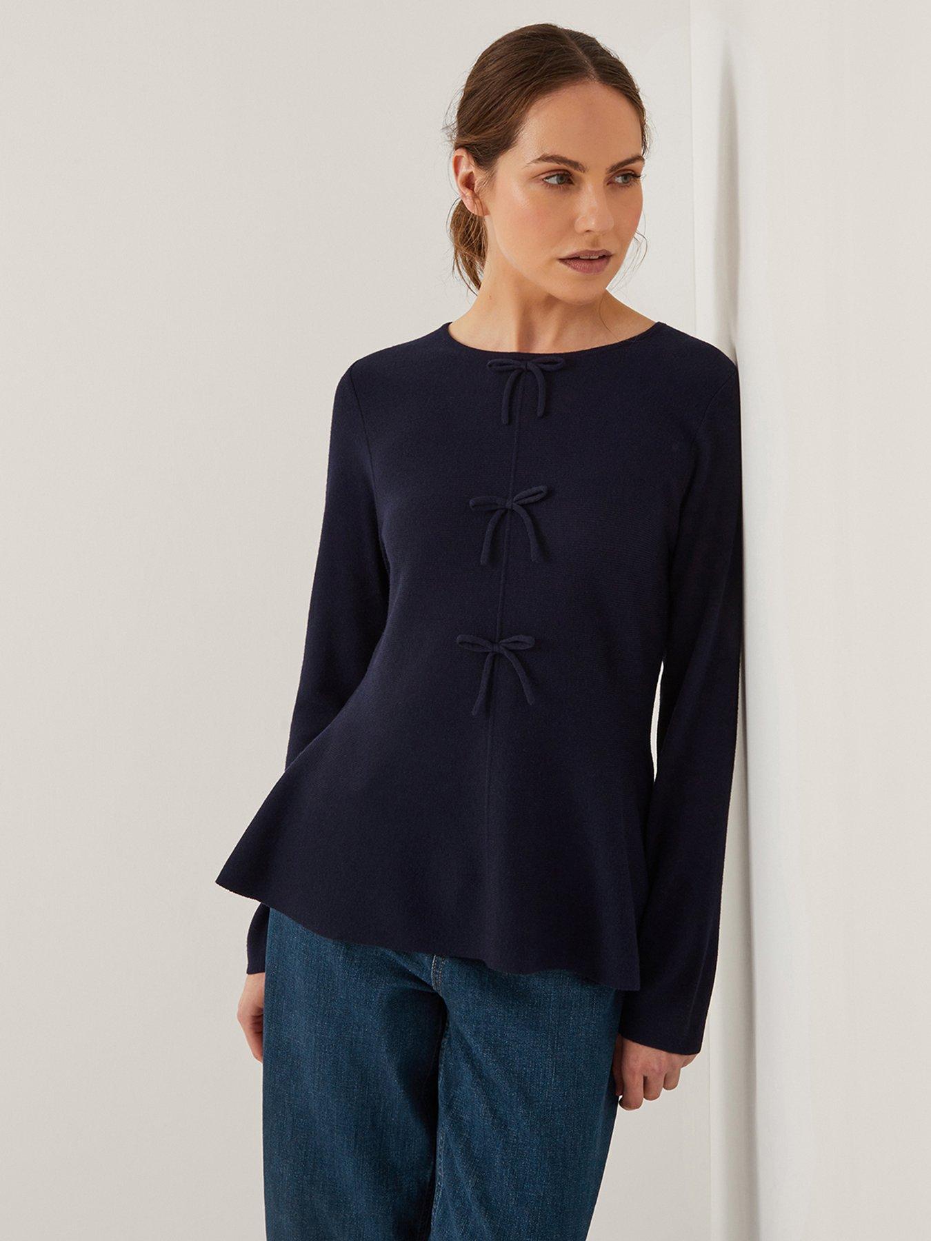 monsoon-paula-peplum-bow-jumper-blue-navyfront