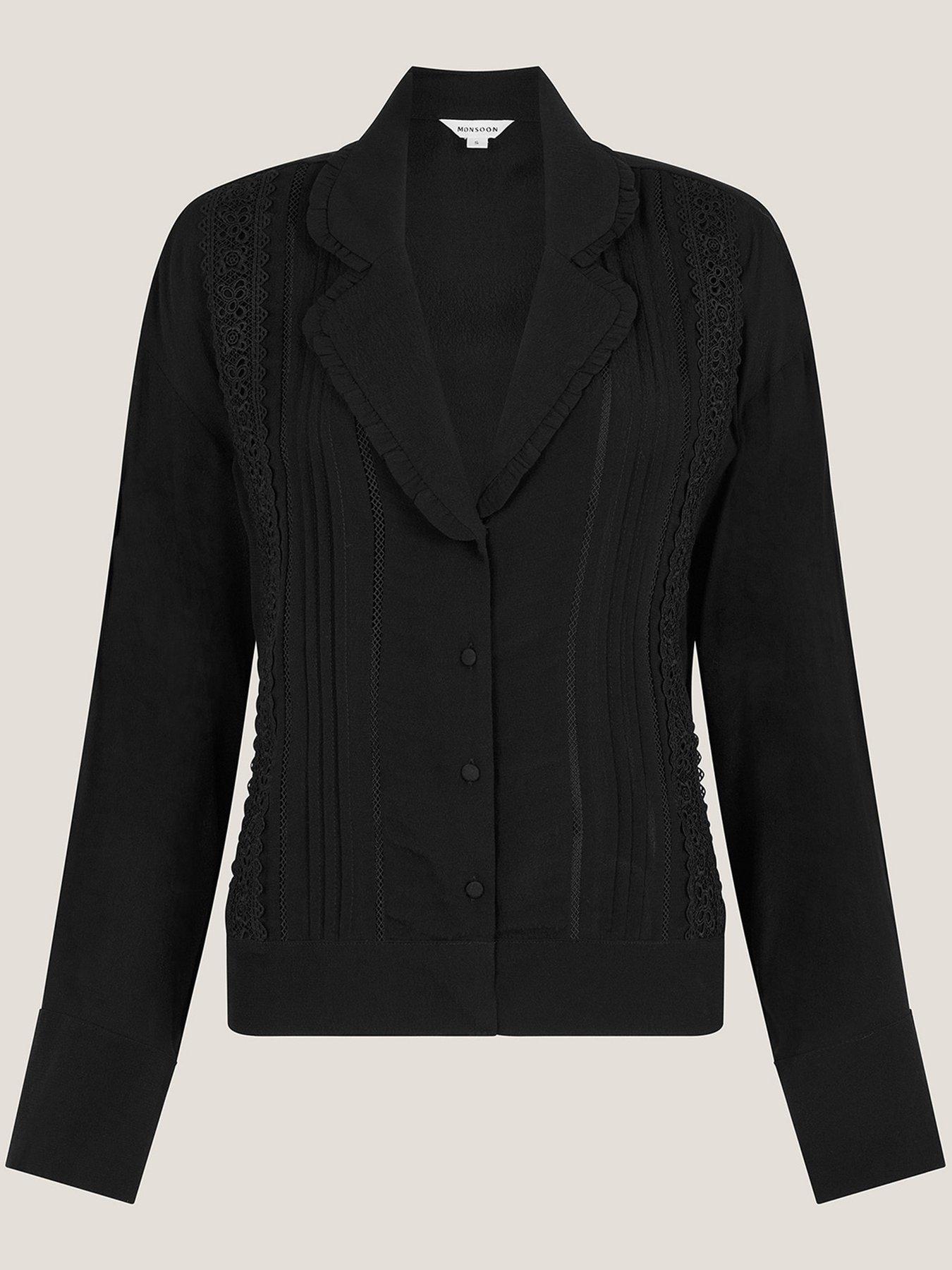 Image 3 of 5 of Monsoon Tamara Lace Shirt - Black