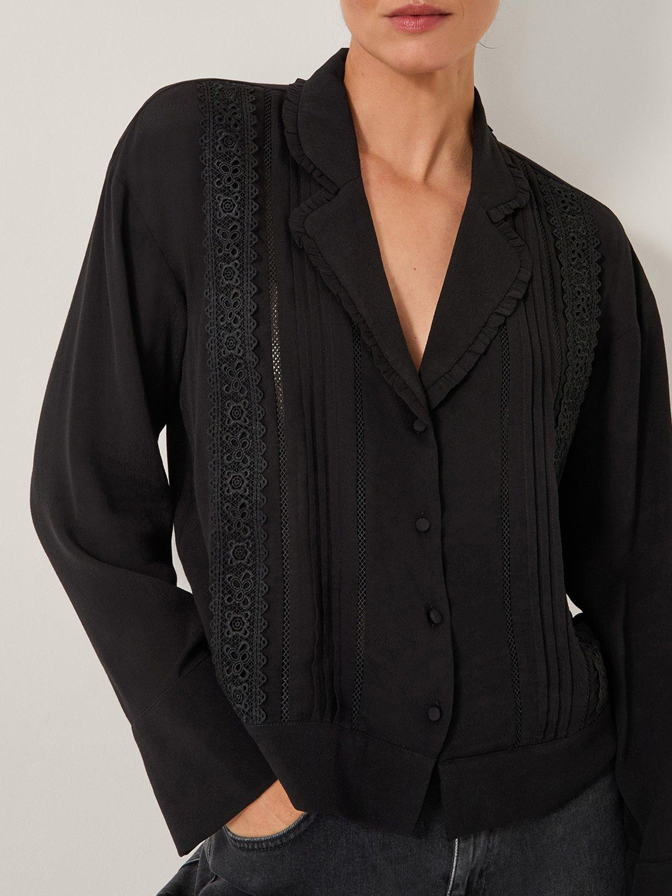 Image 4 of 5 of Monsoon Tamara Lace Shirt - Black
