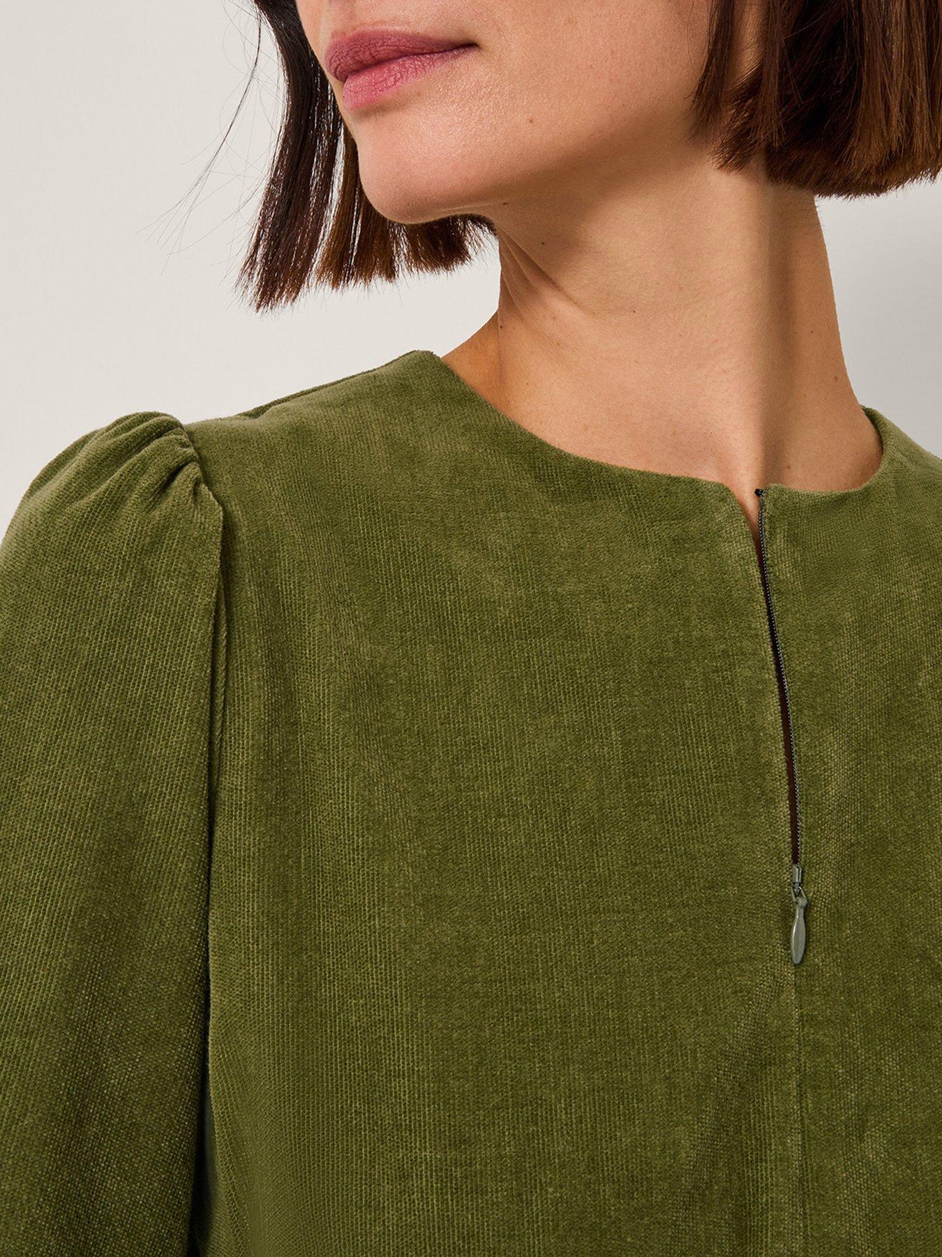 Image 4 of 4 of Monsoon Morgan Zip Dress - Green