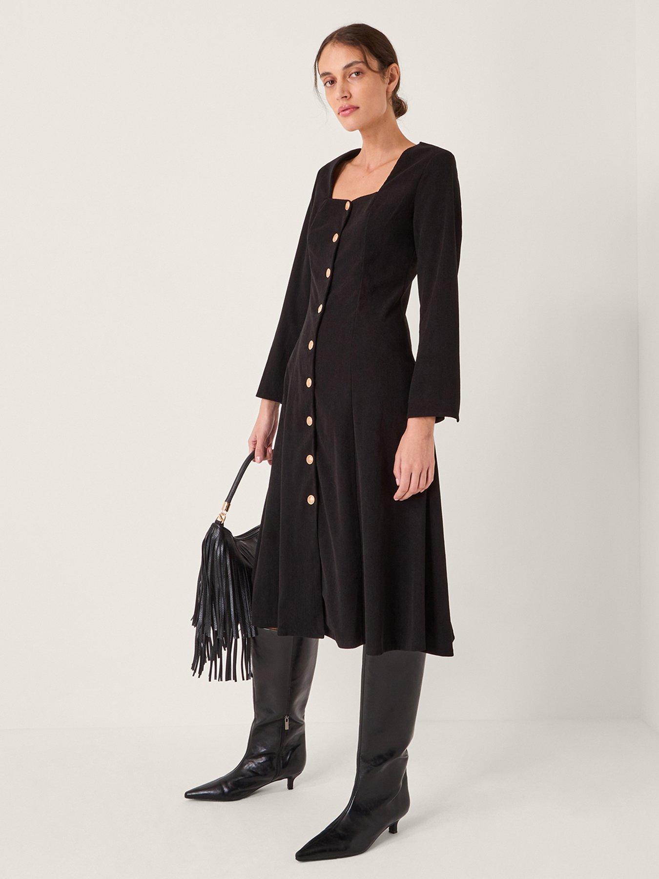 Image 1 of 5 of Monsoon Shaw Stretch Cord Dress - Black