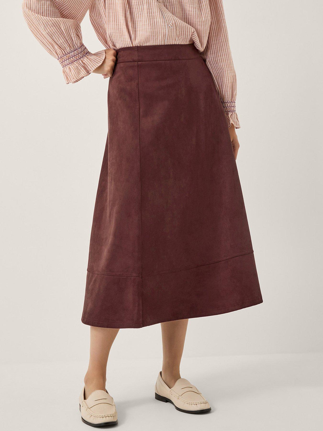 Monsoon Rowan Suedette Skirt - Chocolate