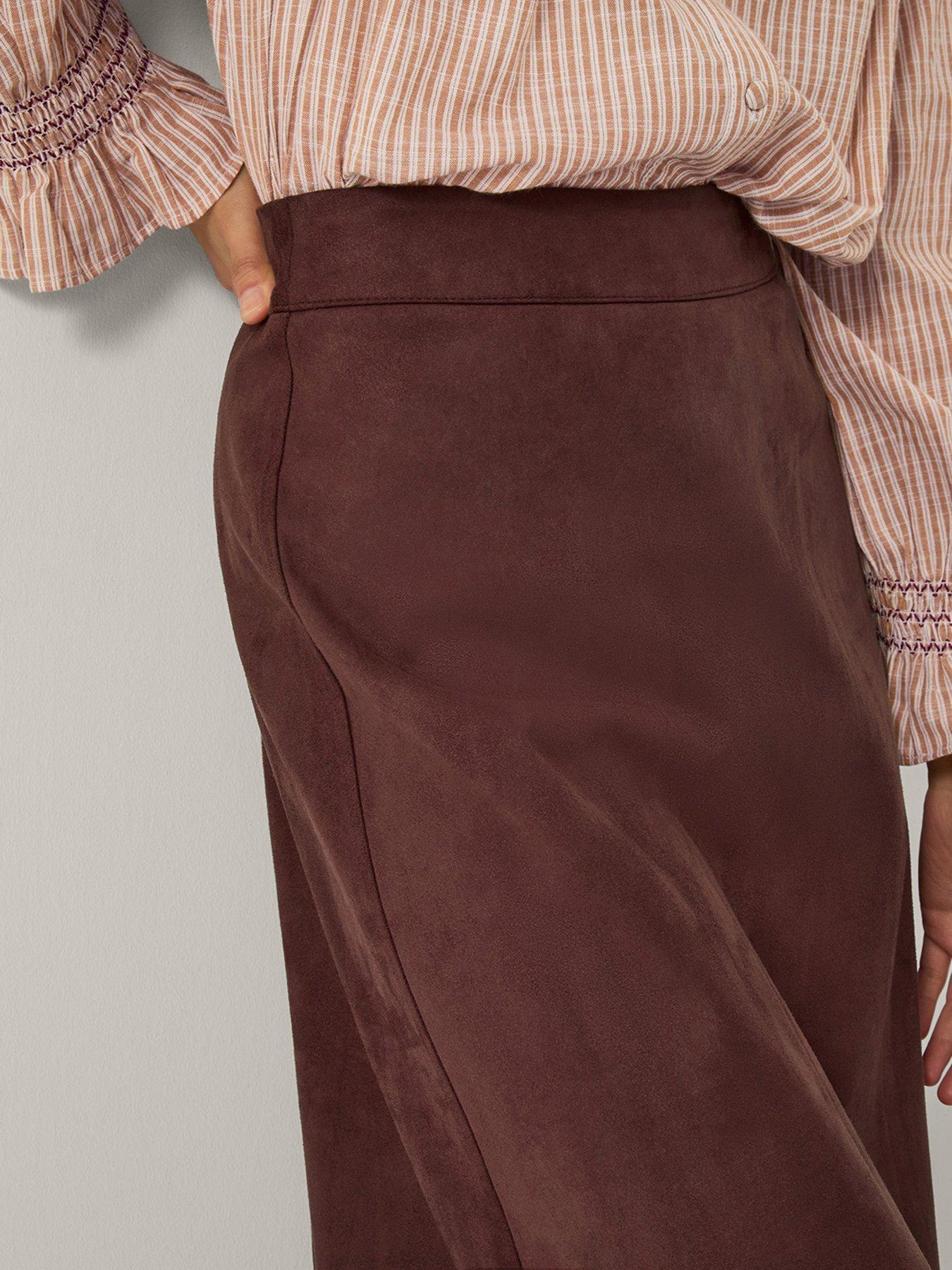 Image 5 of 5 of Monsoon Rowan Suedette Skirt - Chocolate