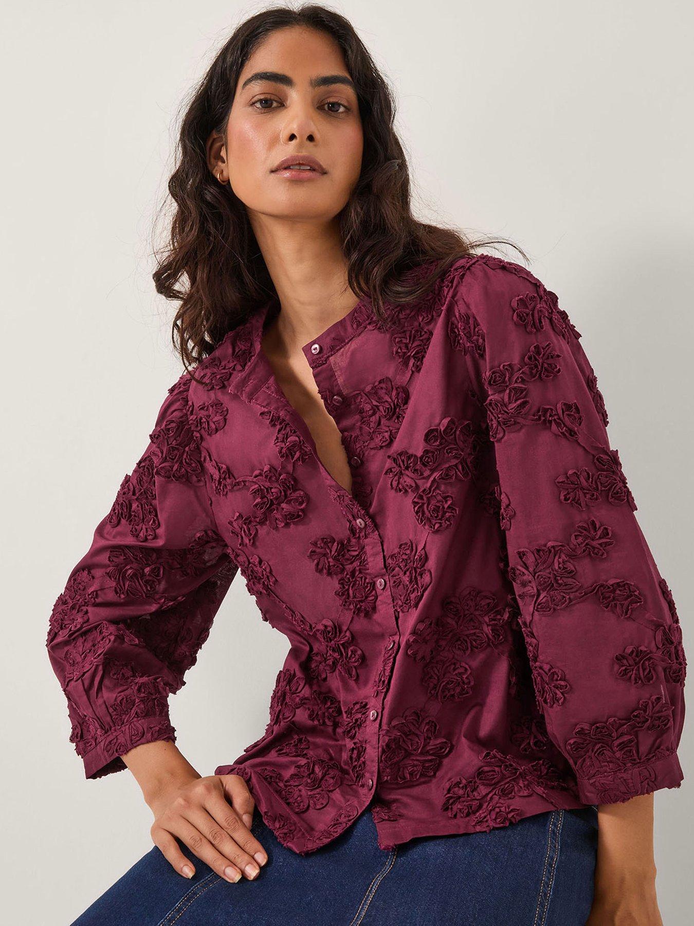 Image 1 of 5 of Monsoon Blair Floral Top - Cherry