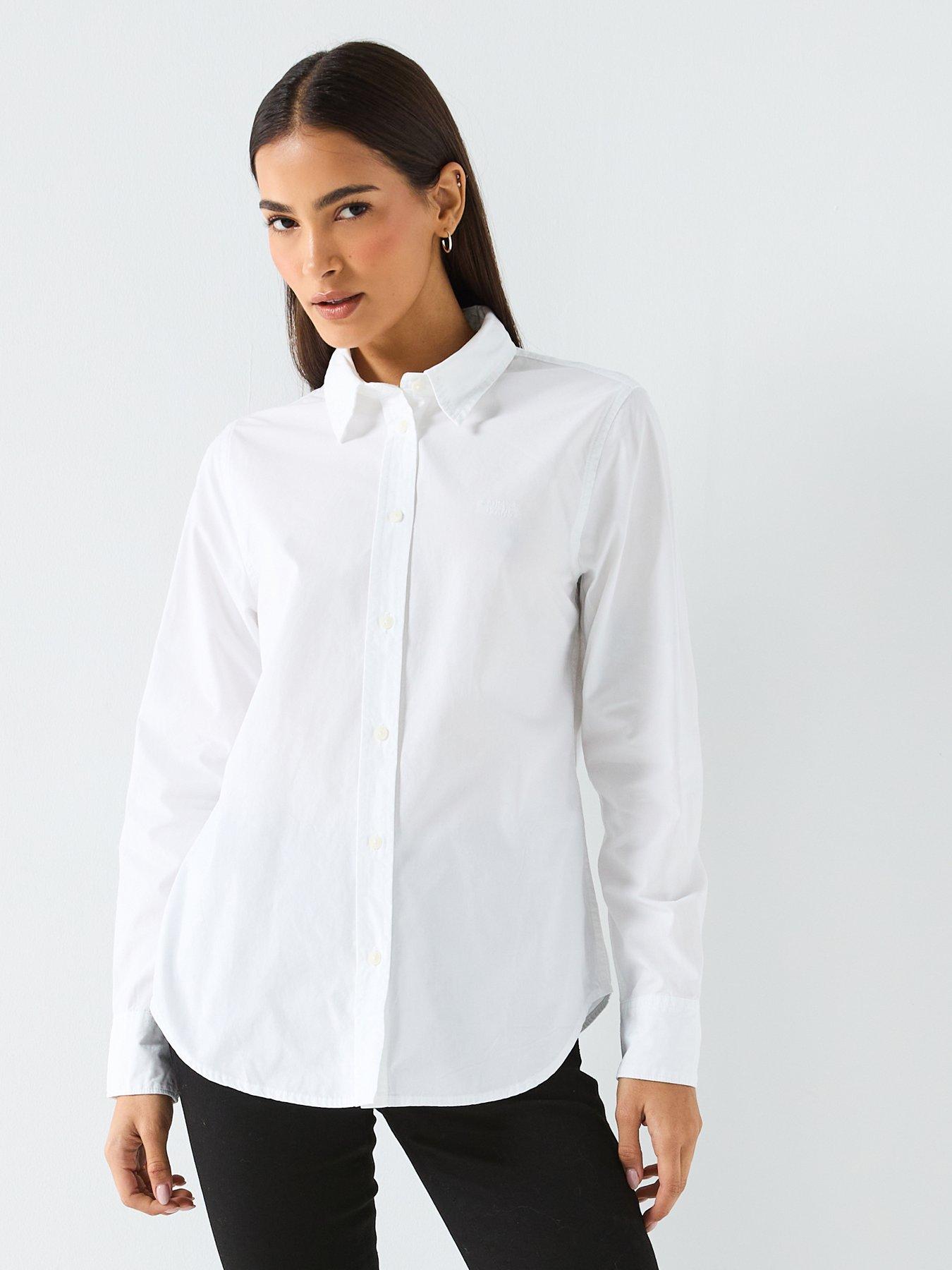 guess-jeans-slim-fit-long-sleeve-shirt-with-tonal-embroidered-logo-white