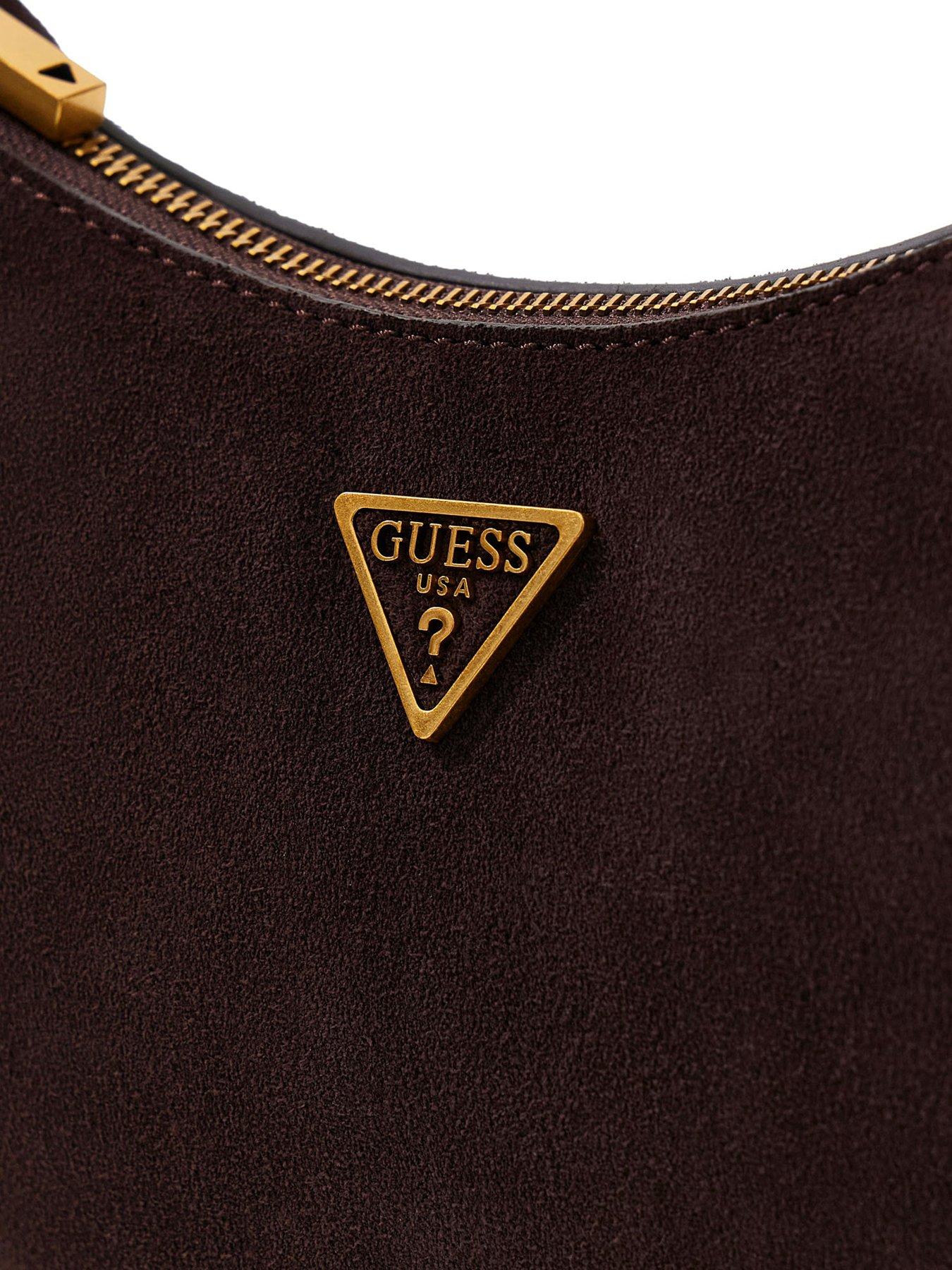 Image 2 of 4 of Guess Amita Suede Mini Hobo Handbag - Brown