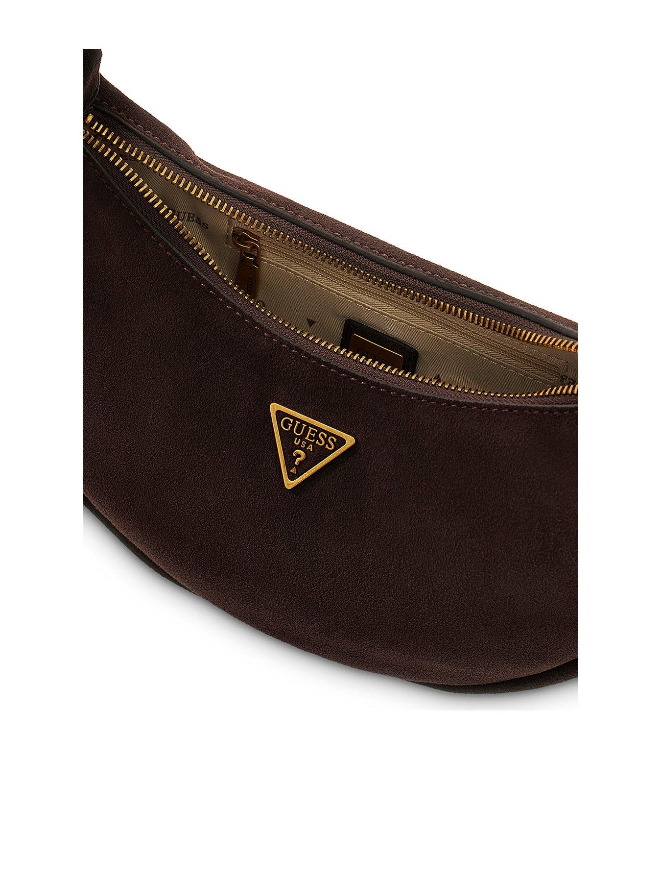 Image 3 of 4 of Guess Amita Suede Mini Hobo Handbag - Brown