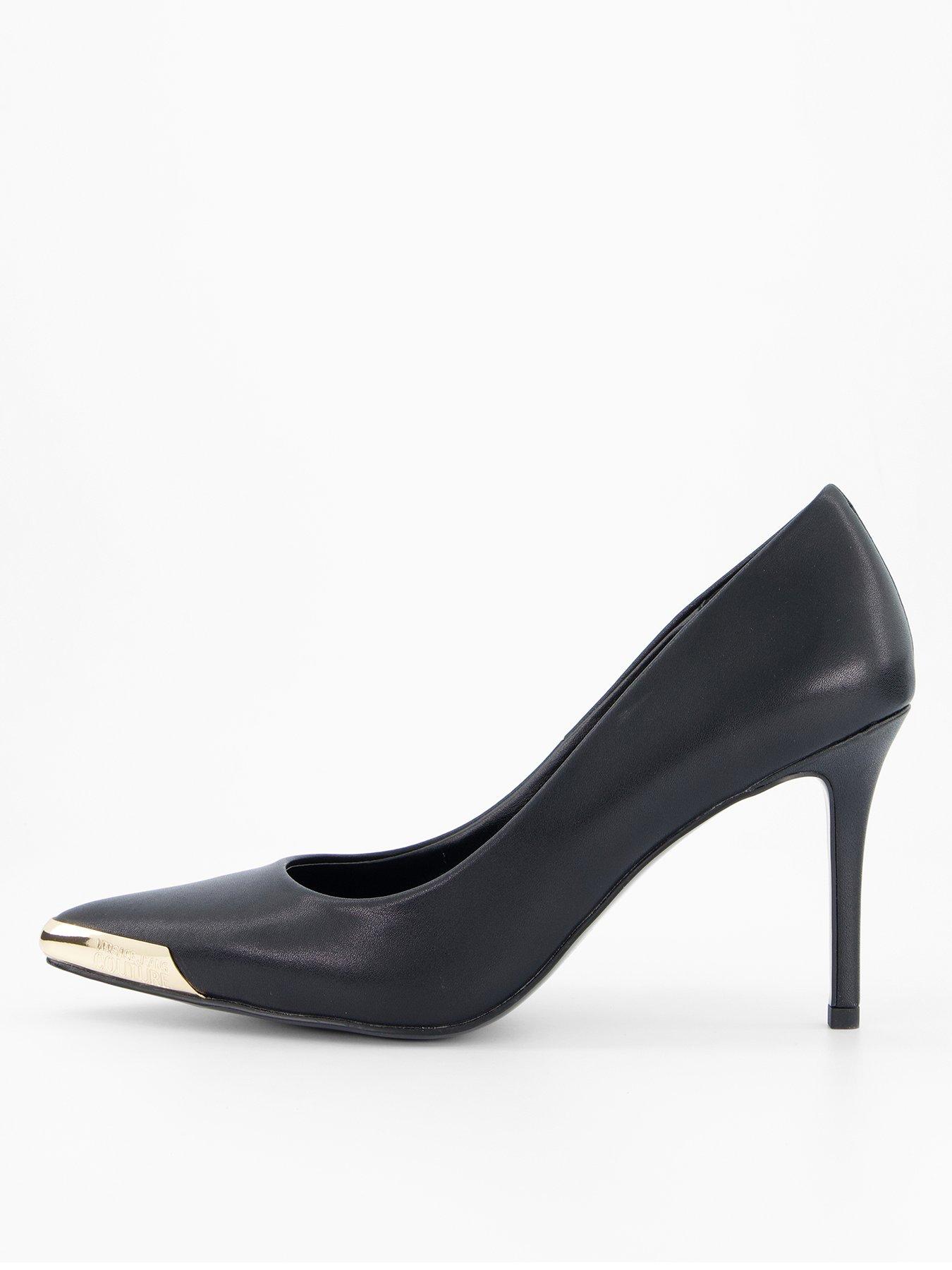 Image 1 of 7 of Versace Jeans Couture Fondo Scarlett Leather Court Shoes - Black