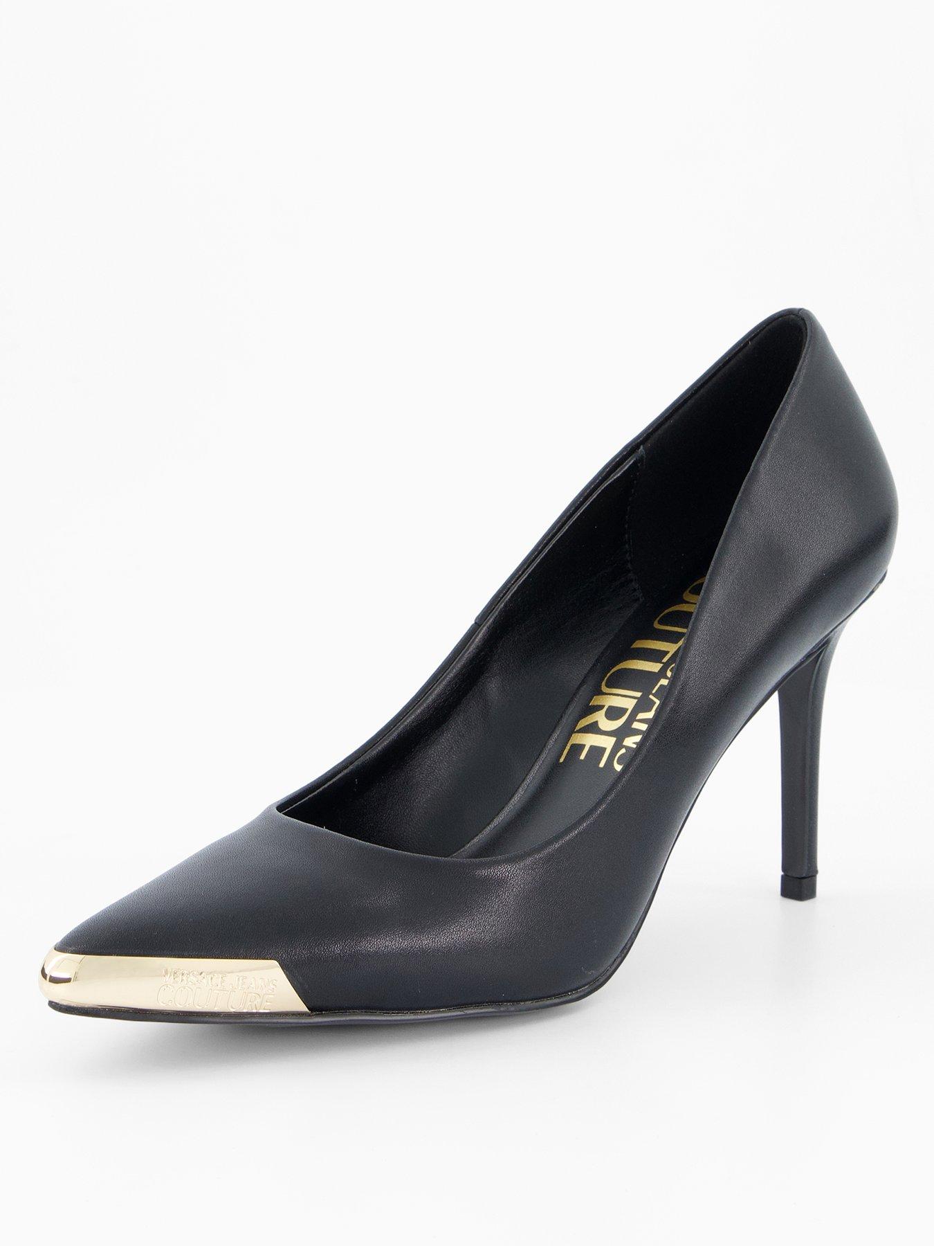 Image 2 of 7 of Versace Jeans Couture Fondo Scarlett Leather Court Shoes - Black