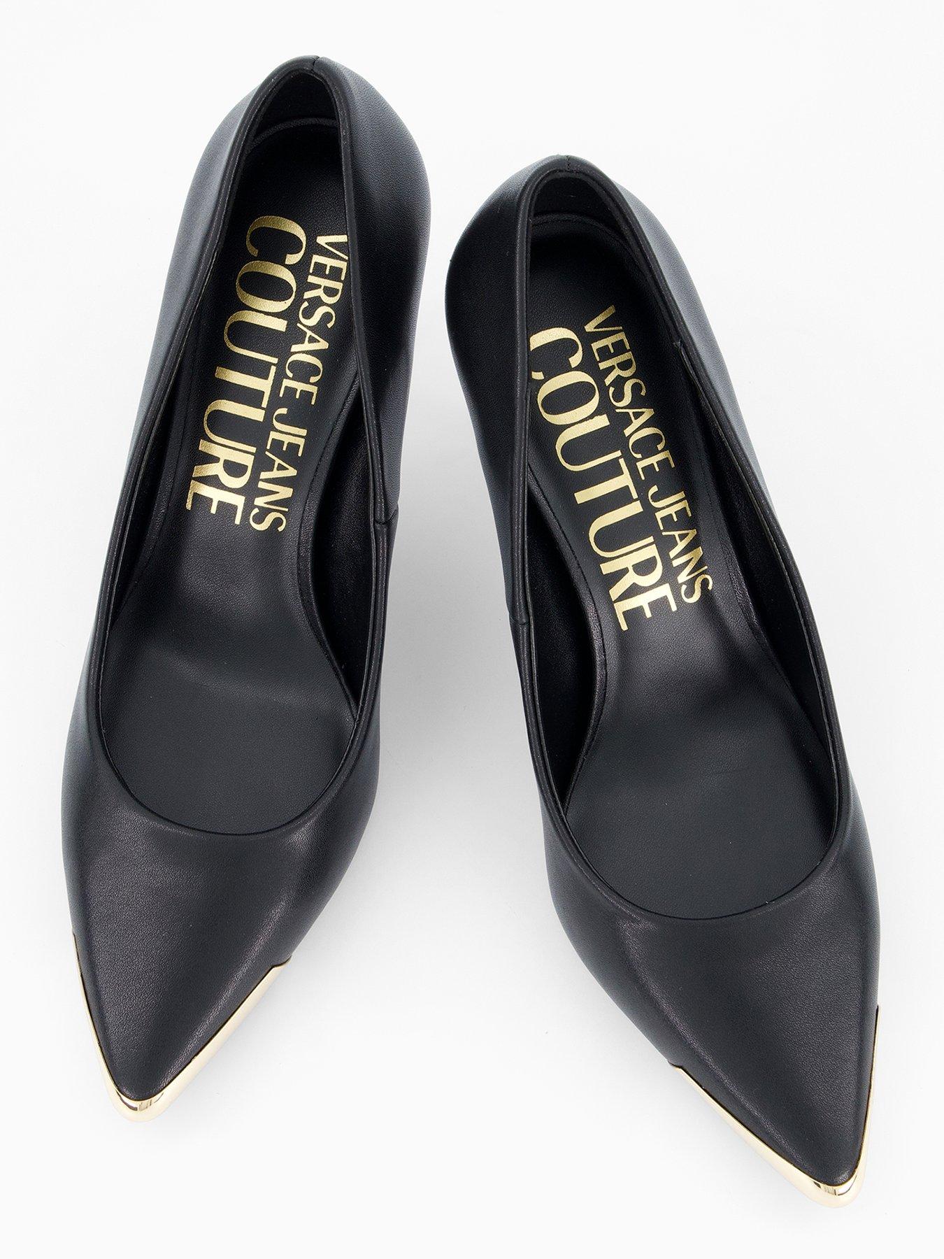 Image 3 of 7 of Versace Jeans Couture Fondo Scarlett Leather Court Shoes - Black
