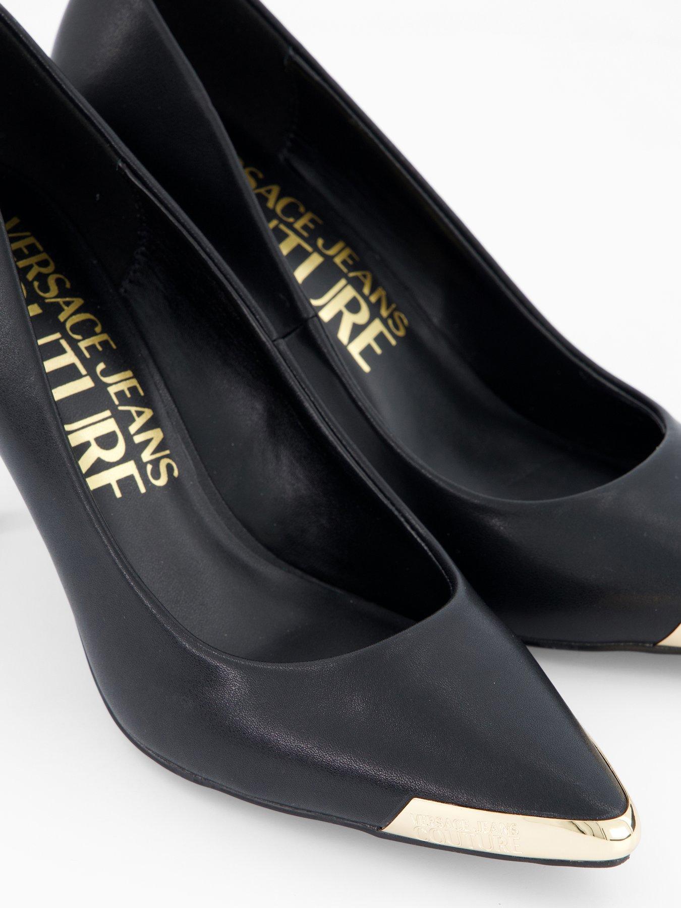Image 5 of 7 of Versace Jeans Couture Fondo Scarlett Leather Court Shoes - Black