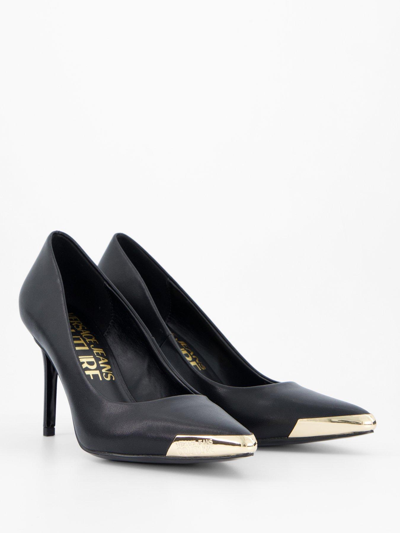 Image 6 of 7 of Versace Jeans Couture Fondo Scarlett Leather Court Shoes - Black