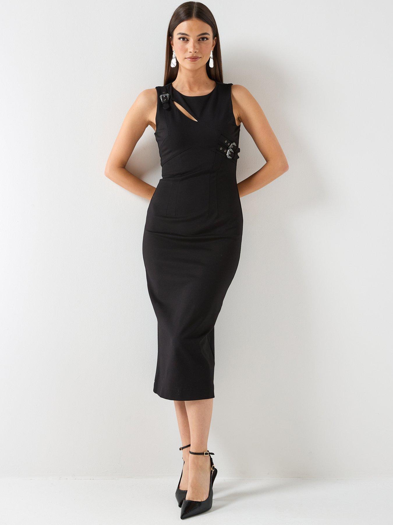 Versace Jeans Couture Buckles Basque Midi Dress - Black