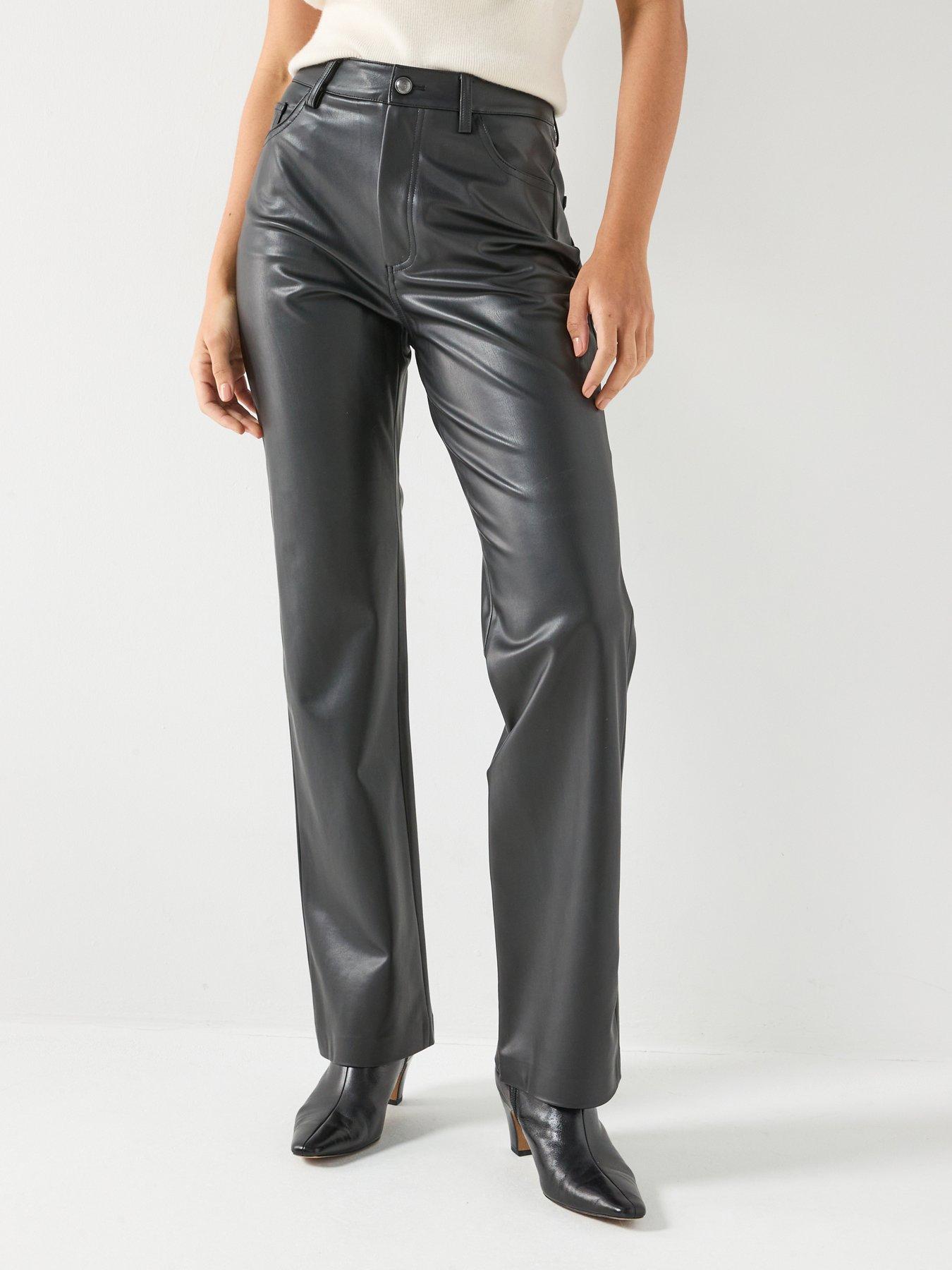 Guess 80's Straight Leg PU Trousers - Black