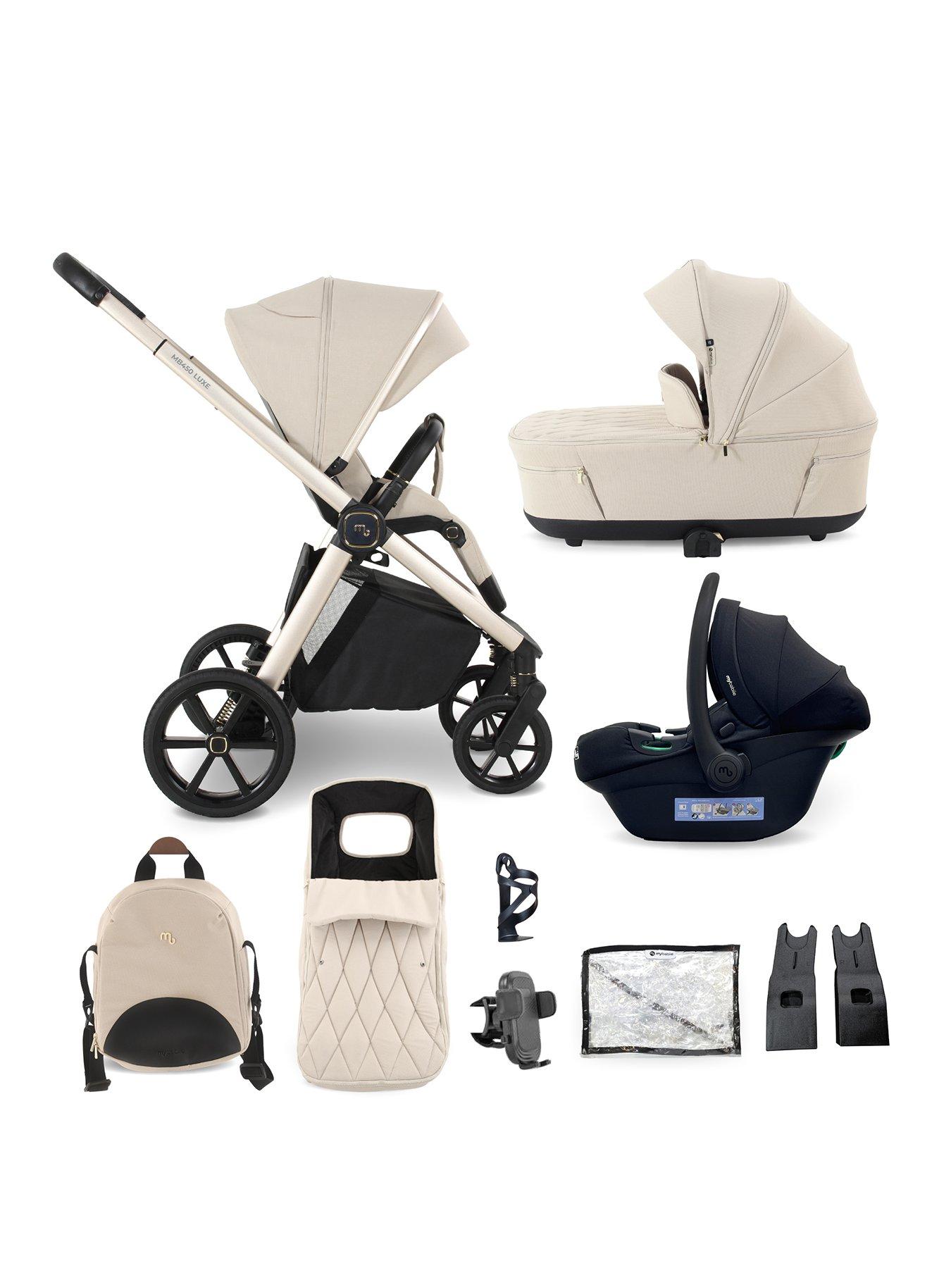 My Babiie My Babiie MB450 LUXE 3-in-1 Travel System with R129 Car Seat - Feather