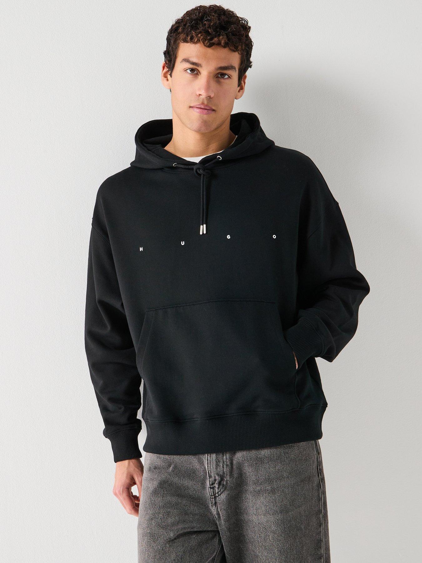 HUGO Hugo Doland Crossing Back Graphic Oversized Fit Hoodie - Black