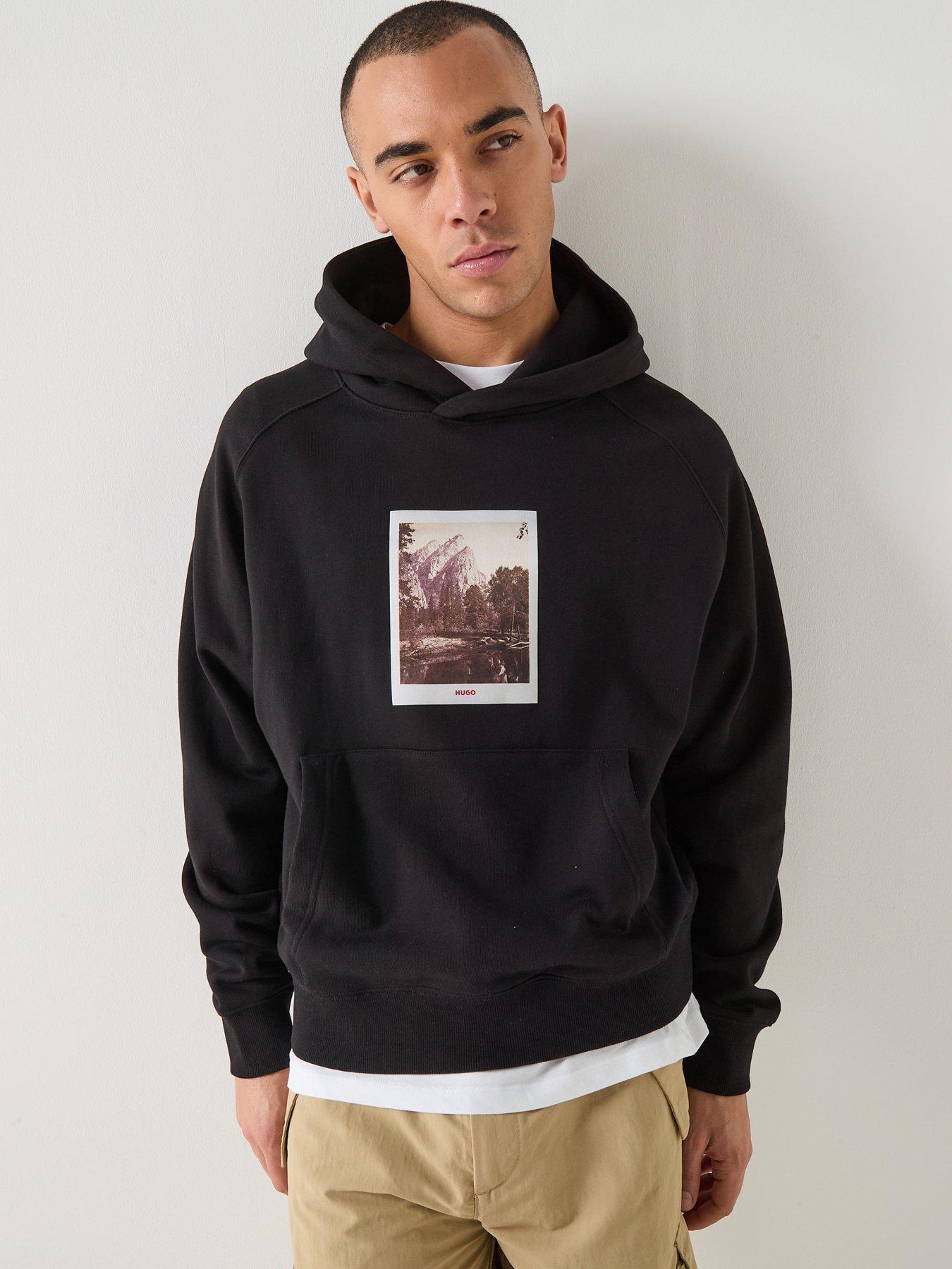 HUGO Deneb Polaroid Print Overhead Relaxed Fit Hoodie - Black