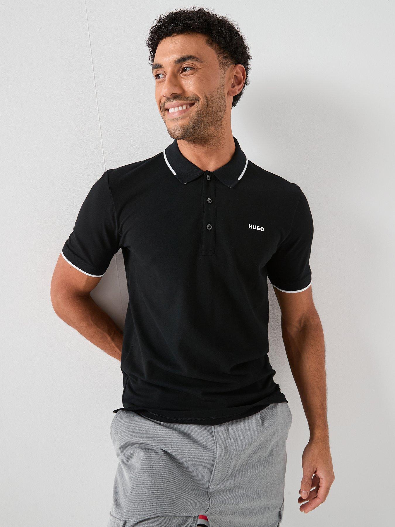 HUGO Hugo Dinoso222 Slim Fit Left Chest Logo Tipping Polo Shirt - Black