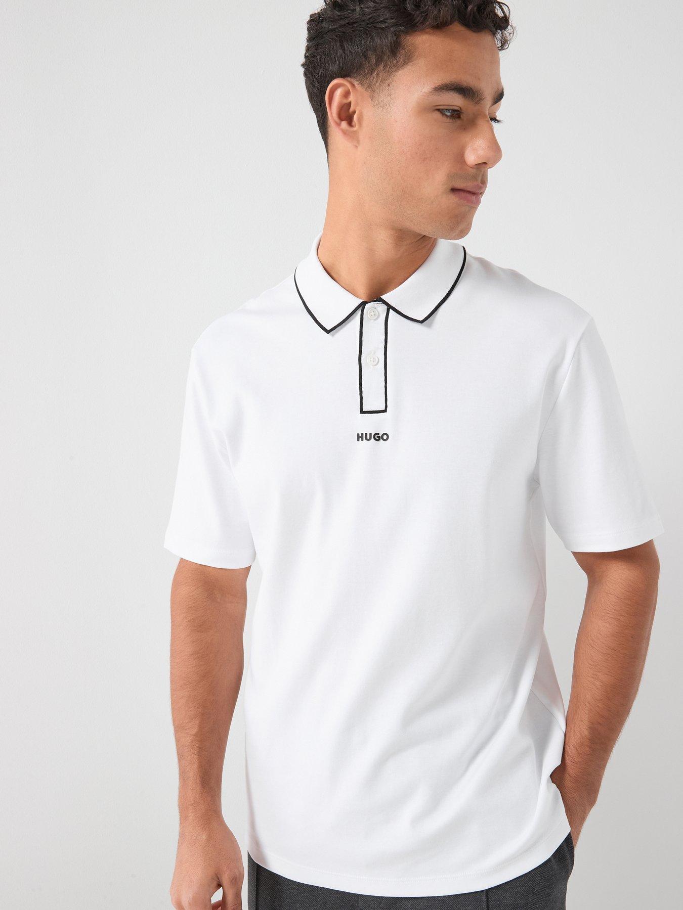 HUGO Hugo Dalumo Outline Placket Regular Fit Polo Shirt - White