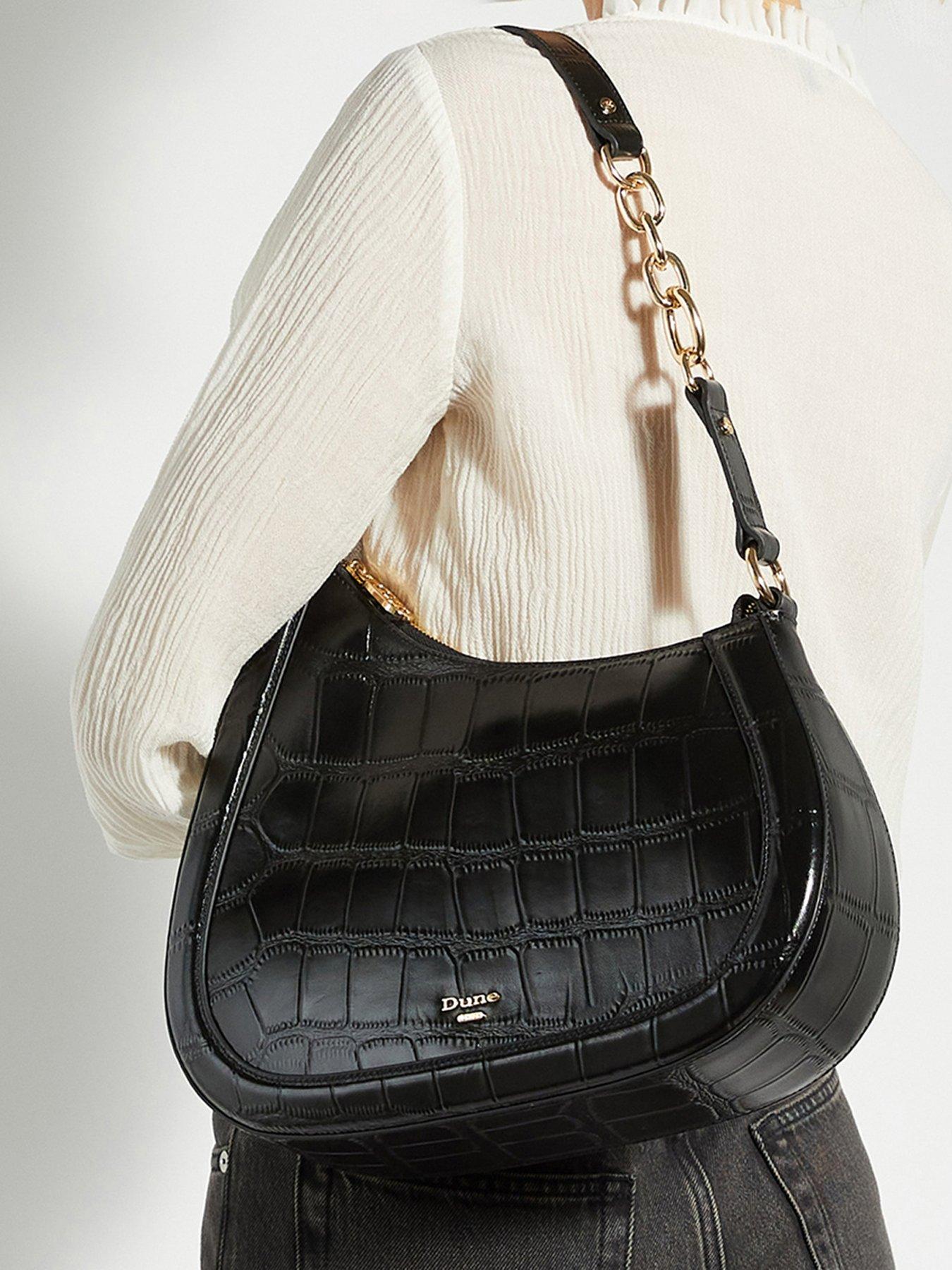 Dune London Directional Tassel Trim Leather Hobo Bag - Black