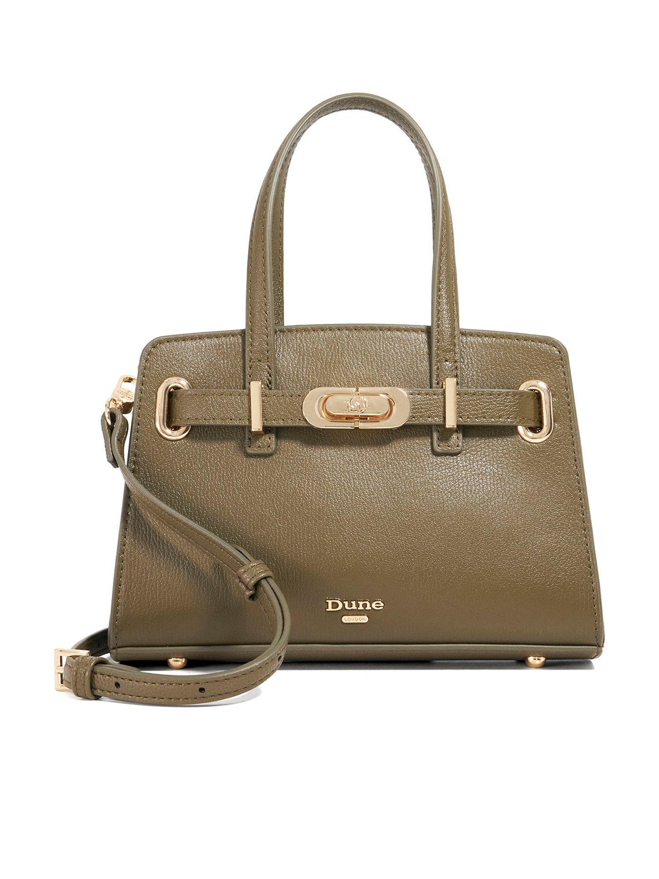 dune-london-dinkydefine-leather-tote-bag-dark-greenstillFront