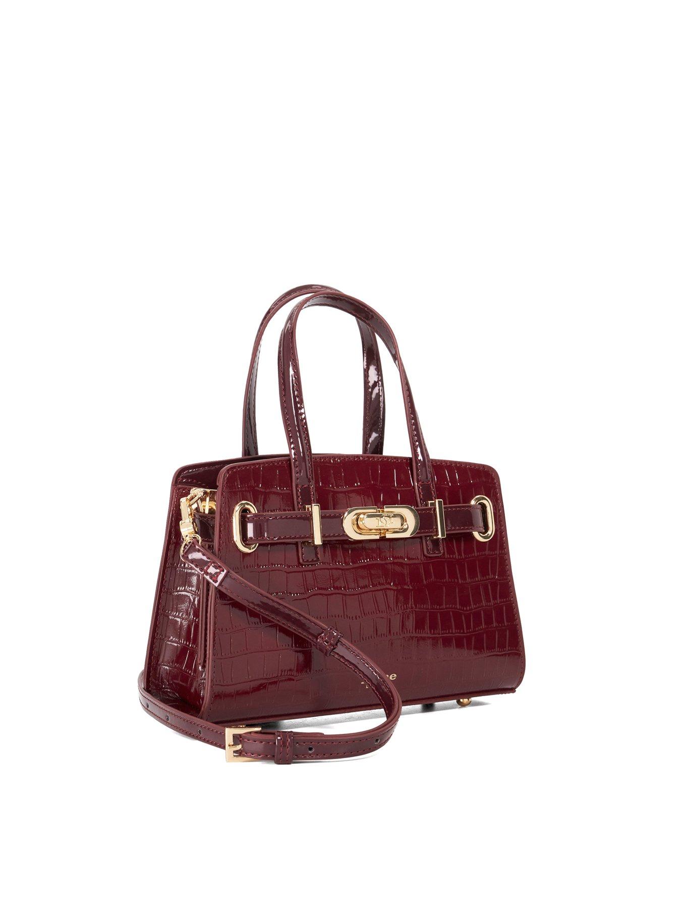 Image 3 of 5 of Dune London Dinkydefine Leather Croc Tote Bag - Burgundy