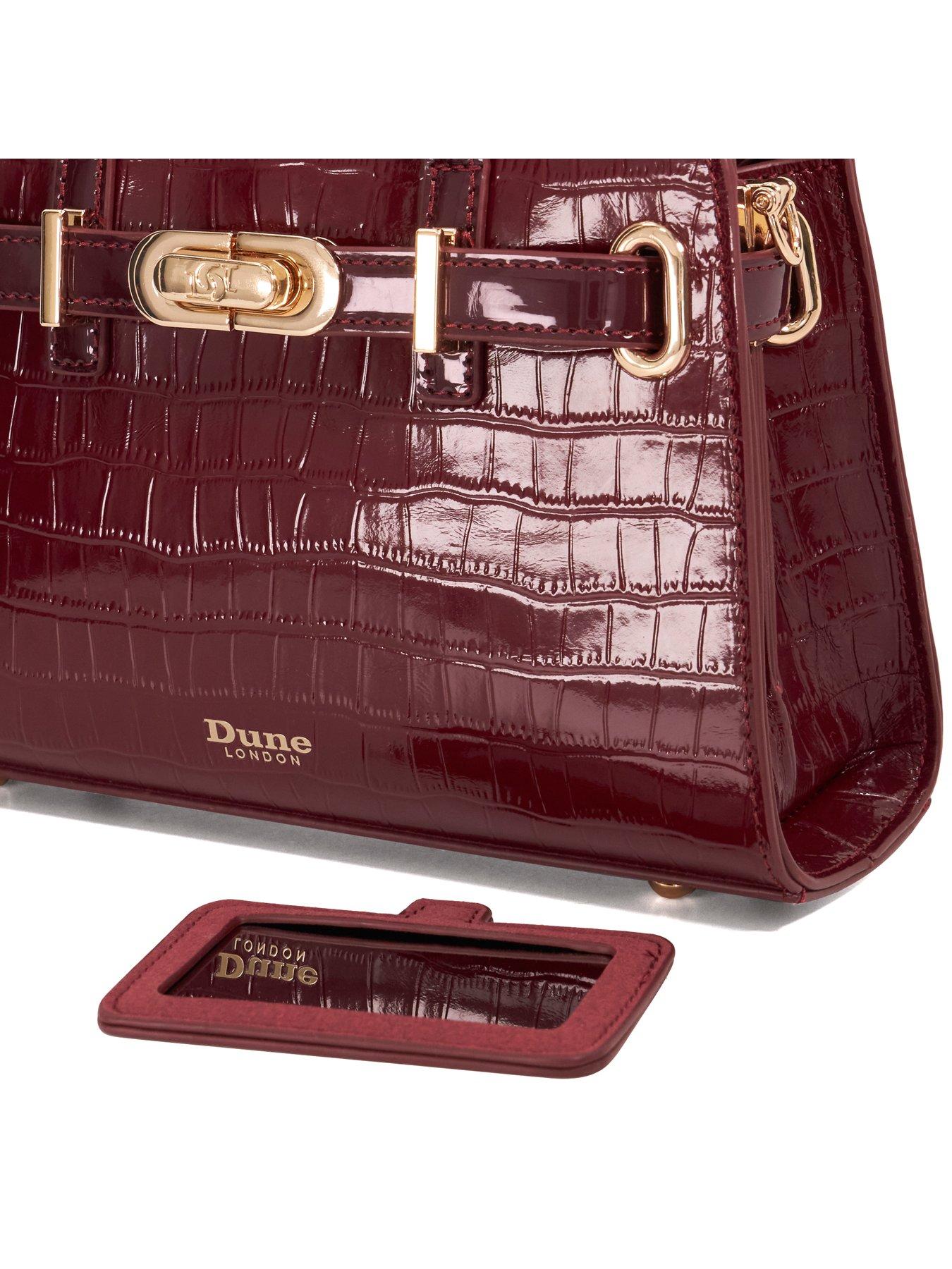 Image 4 of 5 of Dune London Dinkydefine Leather Croc Tote Bag - Burgundy