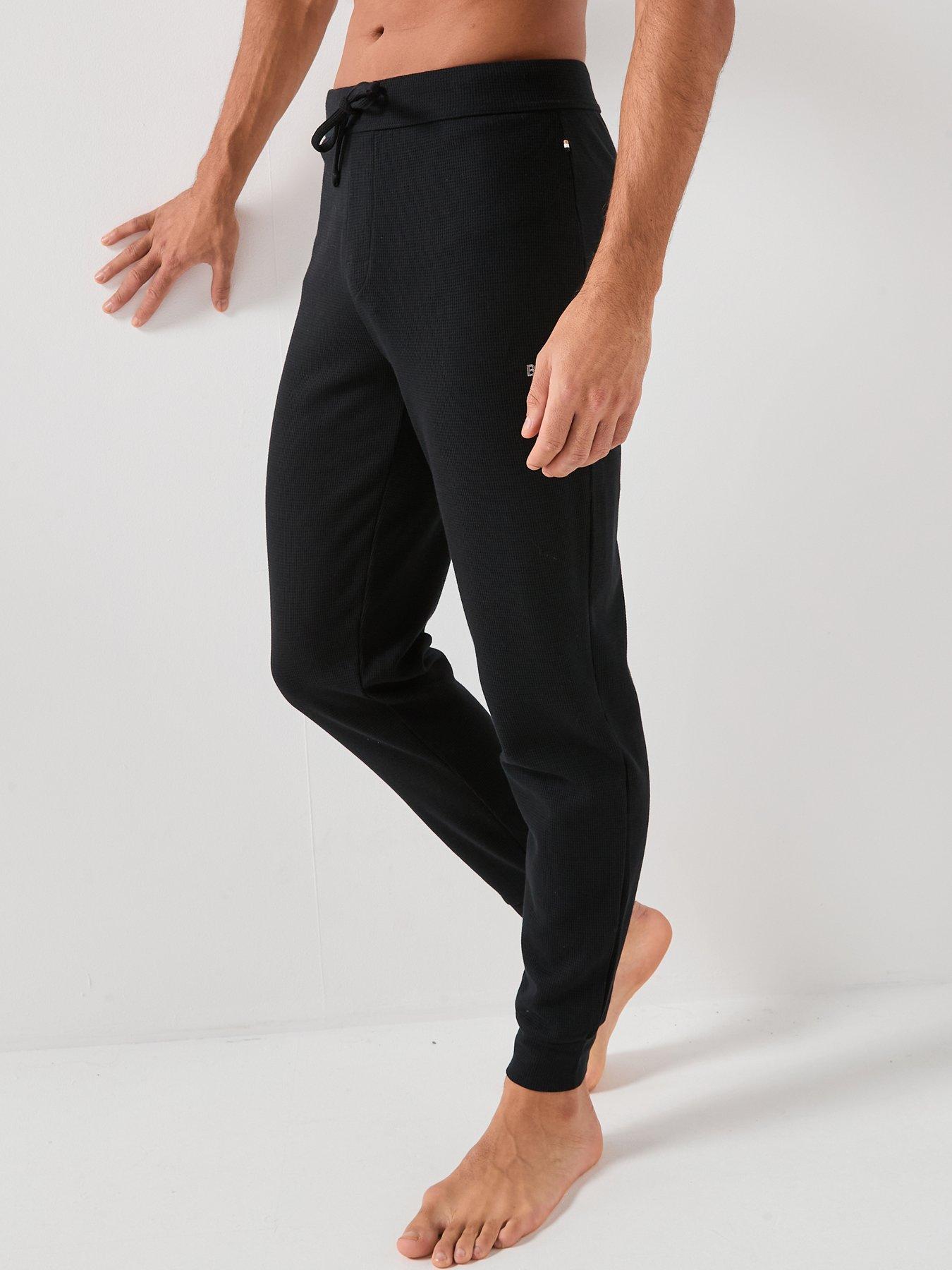 boss-waffle-cuffed-loungewear-pants-black