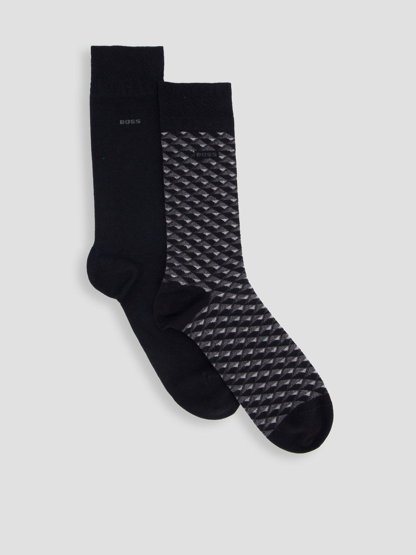 boss-bodywear-2-pack-mini-pattern-cotton-crew-socks-blackfront