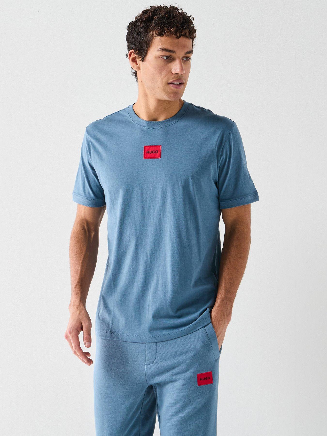 HUGO Hugo Diragolino212 Regular Fit Centre Patch Logo T-shirt - Blue