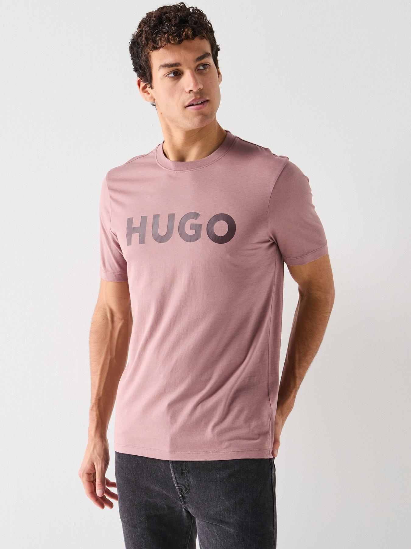 hugo-dulivio-regular-fit-large-logo-t-shirt-pink