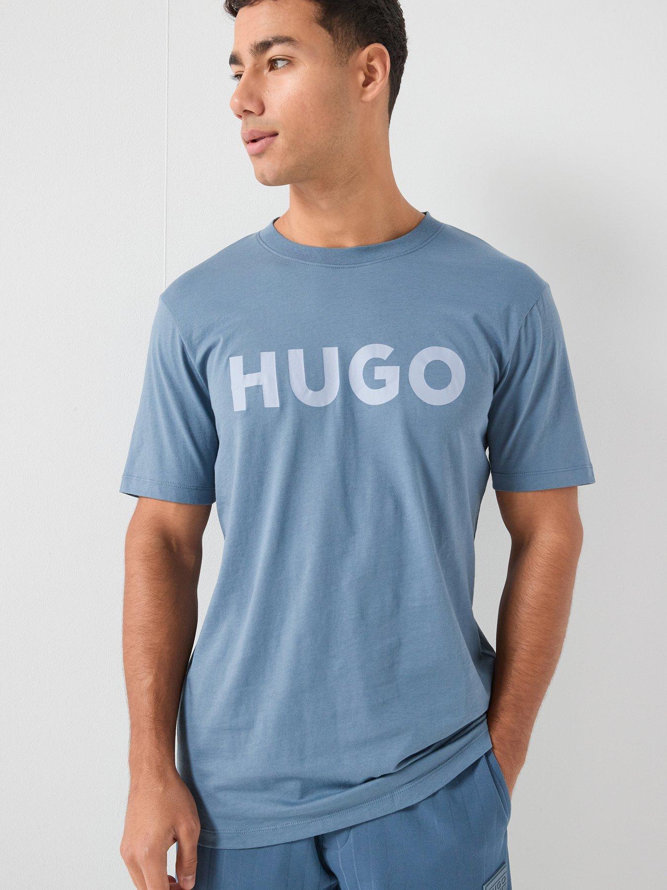 hugo-dulivio-regular-fit-large-logo-t-shirt-blue
