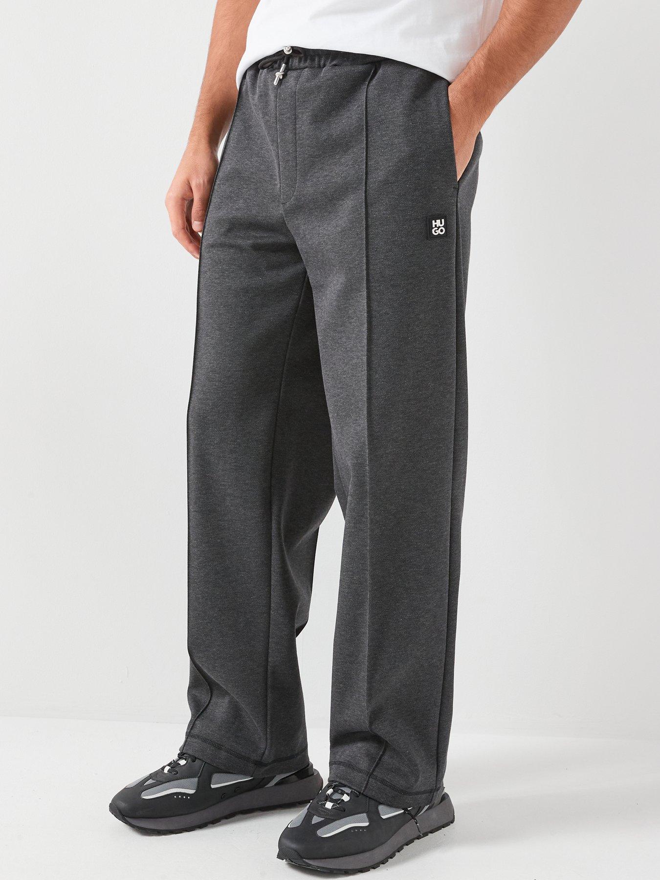 hugo-dineto-stacked-logo-pleated-joggers-grey