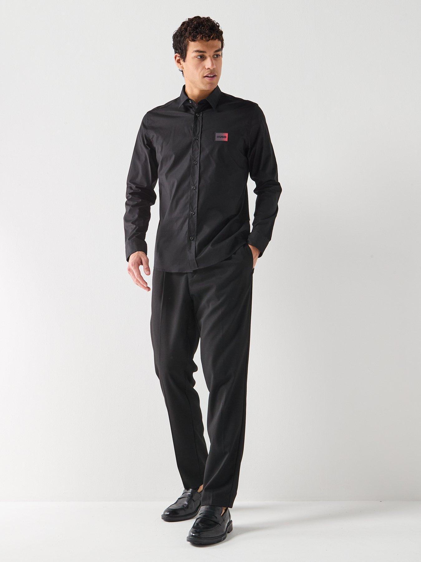 Image 3 of 6 of HUGO Emero Gradient Badge Logo Poplin Shirt - Black