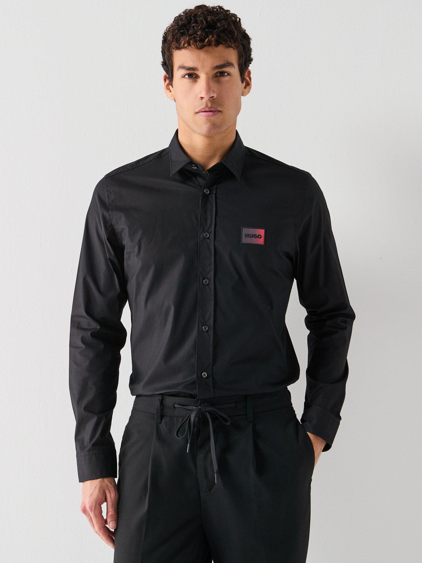Image 4 of 6 of HUGO Emero Gradient Badge Logo Poplin Shirt - Black