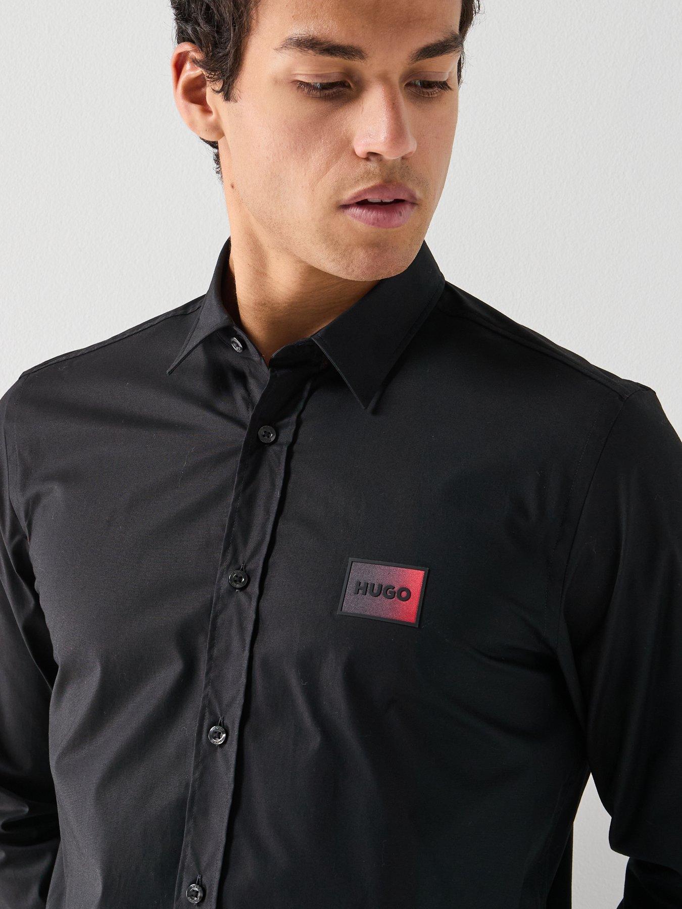 Image 5 of 6 of HUGO Emero Gradient Badge Logo Poplin Shirt - Black