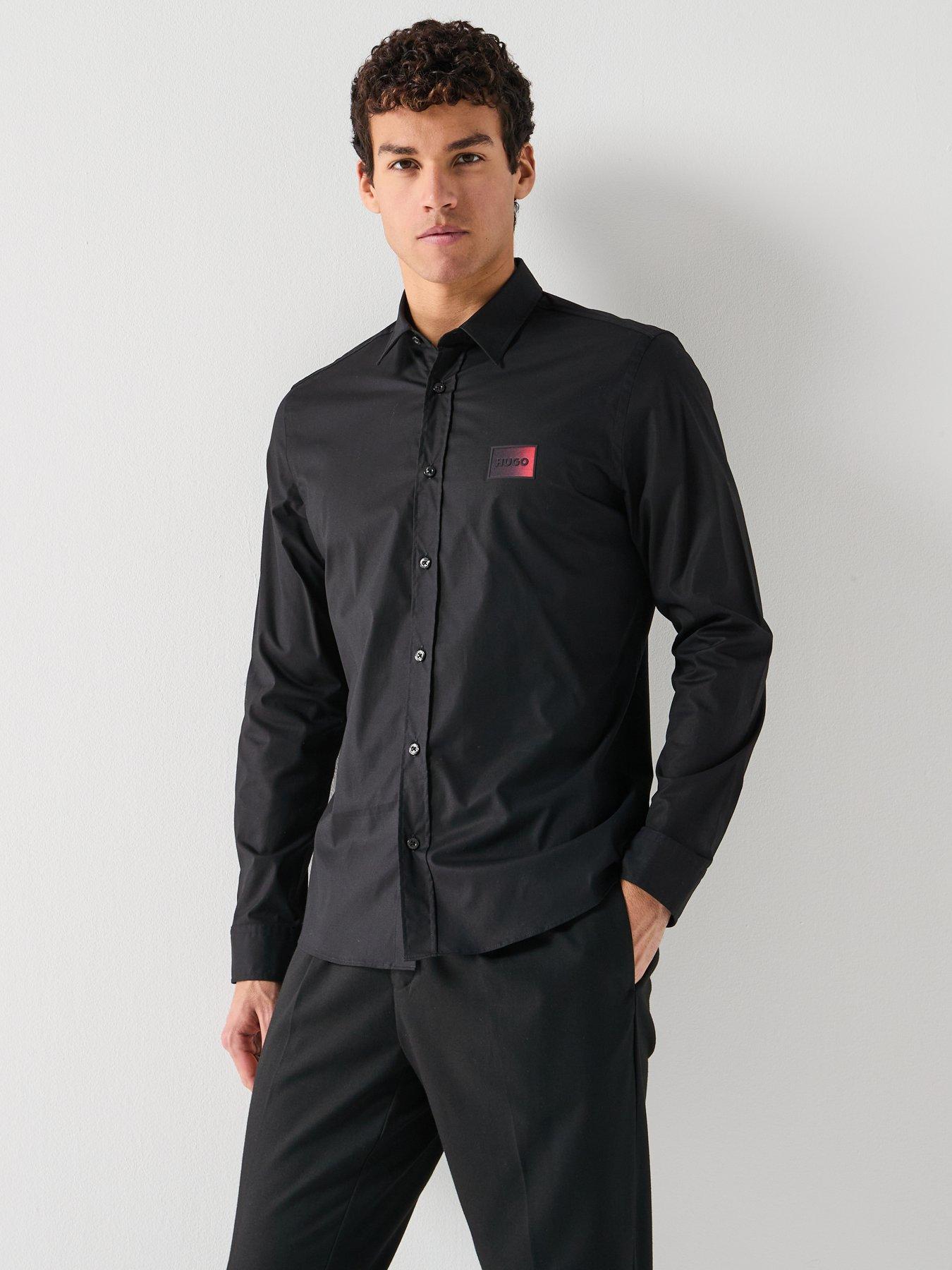 Image 6 of 6 of HUGO Emero Gradient Badge Logo Poplin Shirt - Black