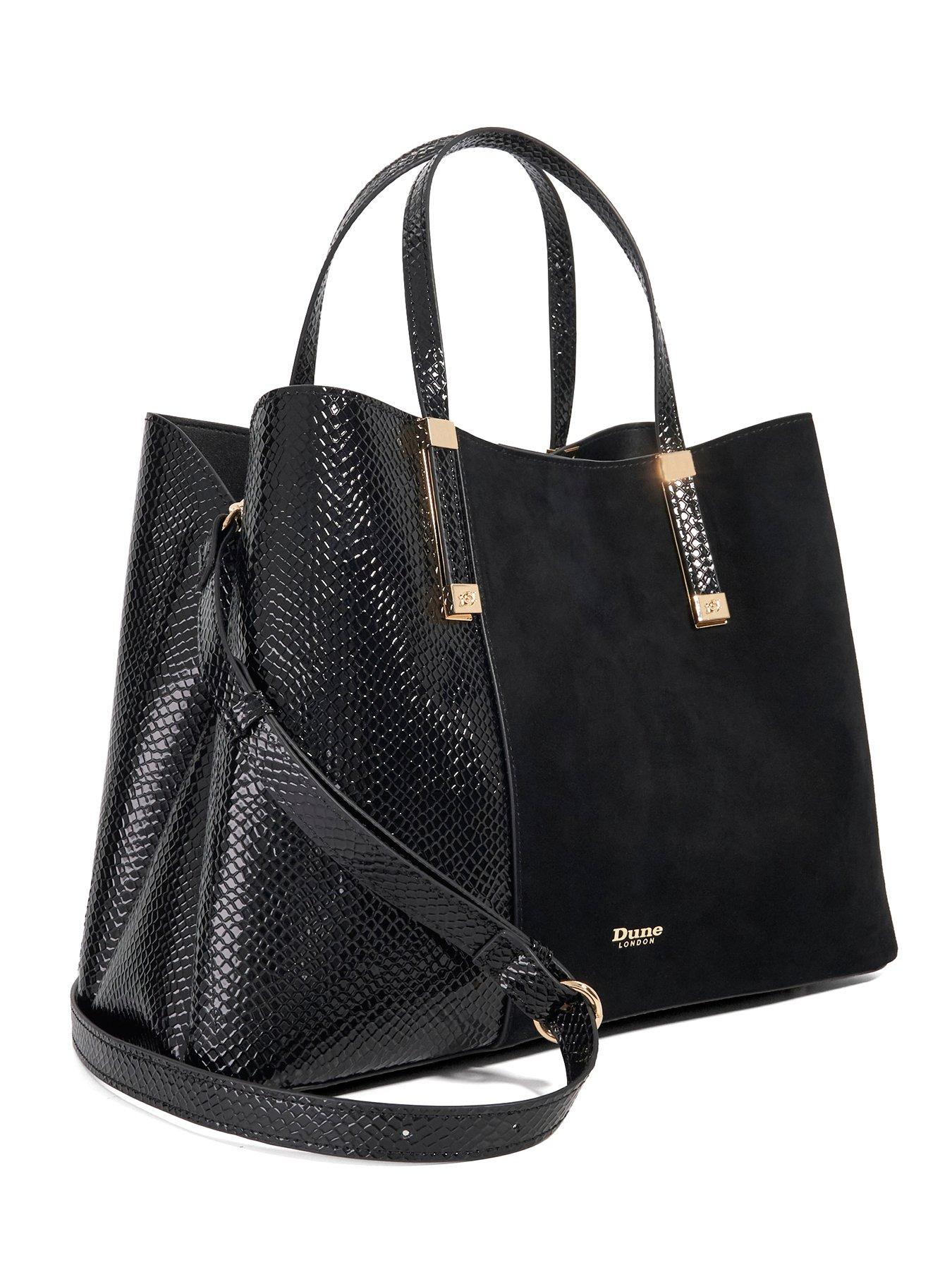 Image 3 of 6 of Dune London Dorry Suede Mix Tote Bag - Black