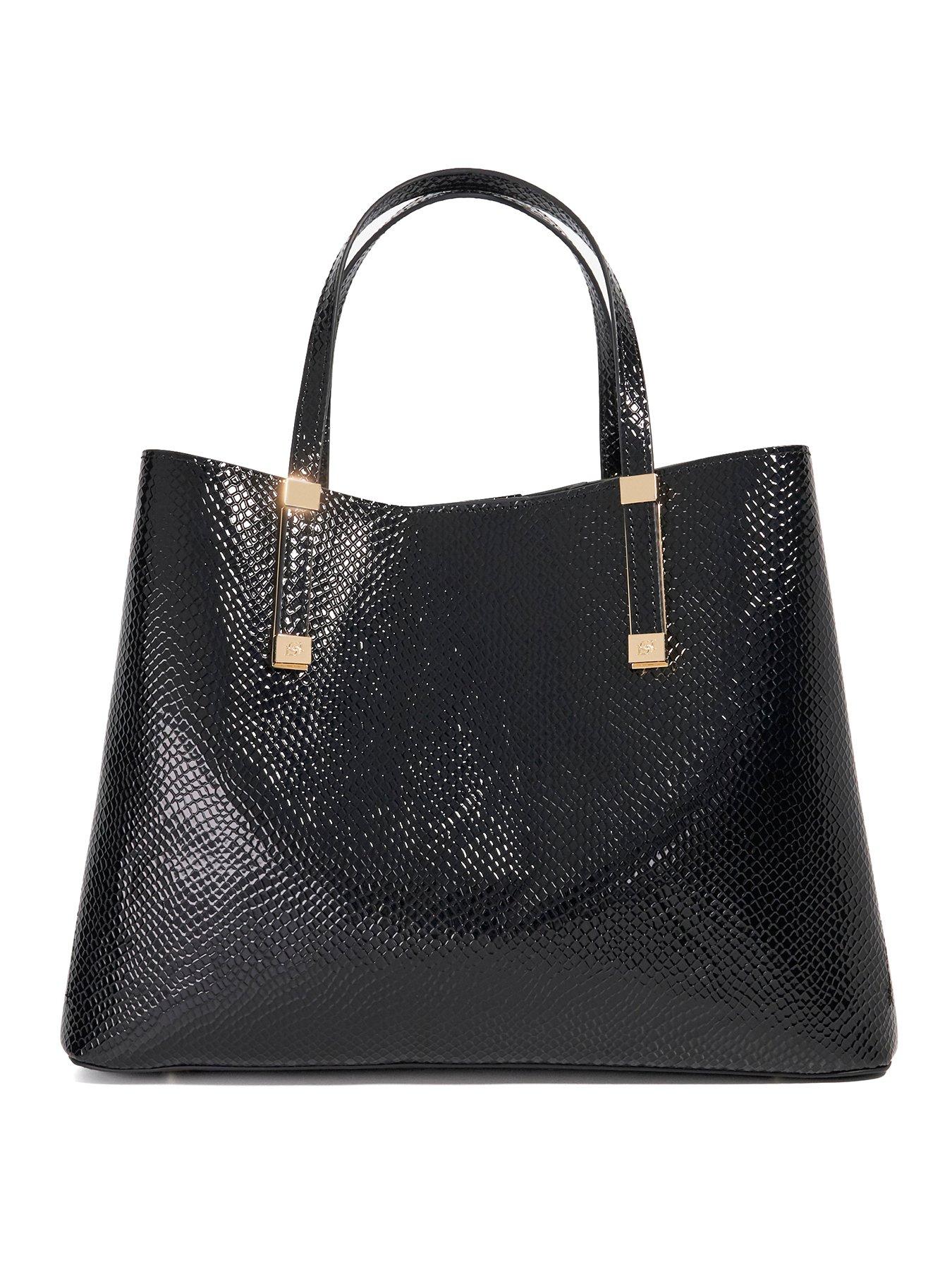 Image 4 of 6 of Dune London Dorry Suede Mix Tote Bag - Black