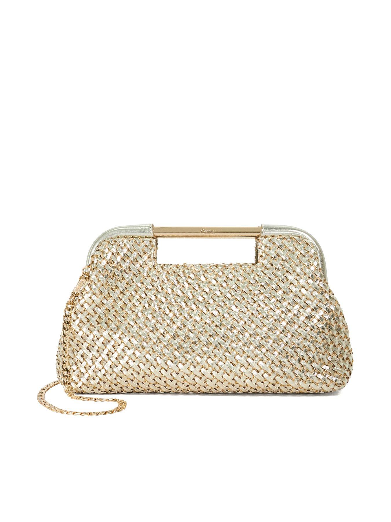 Image 2 of 5 of Dune London Expression Woven Grab Bag With Chain Handle - Gold
