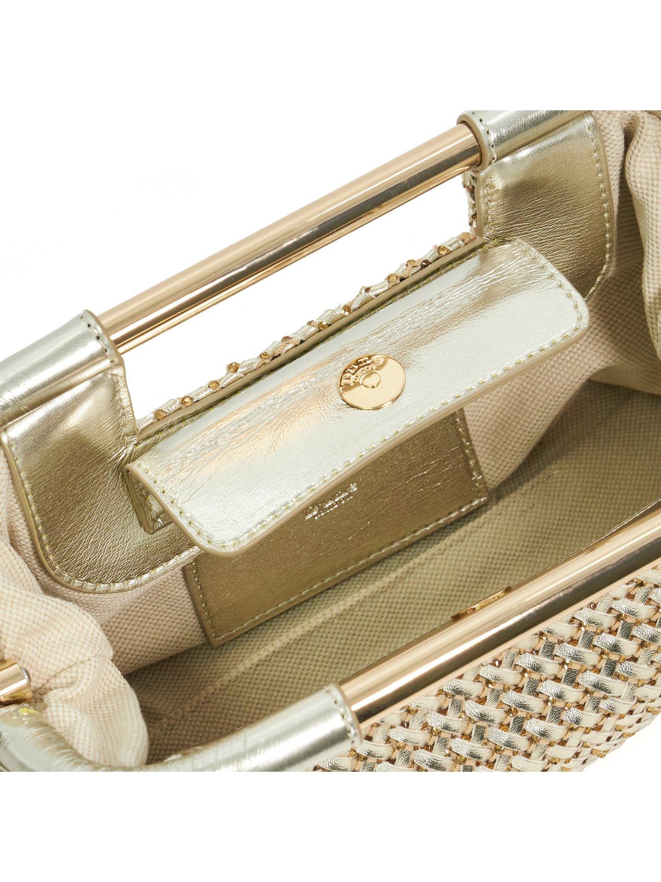 Image 5 of 5 of Dune London Expression Woven Grab Bag With Chain Handle - Gold