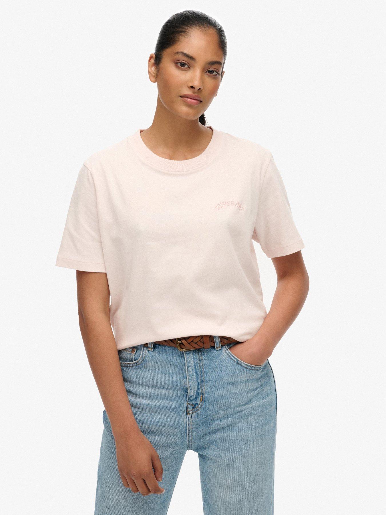 Superdry Essential Logo Embroidered Tee - Pink