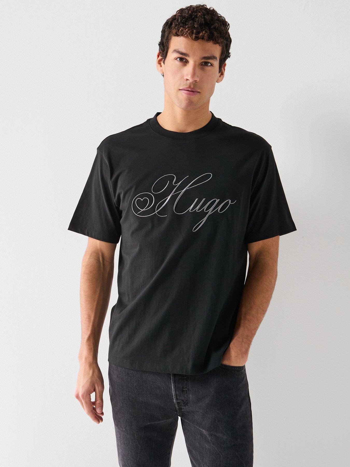 HUGO Hugo Dalent Script Logo Relaxed Fit T-shirt - Black
