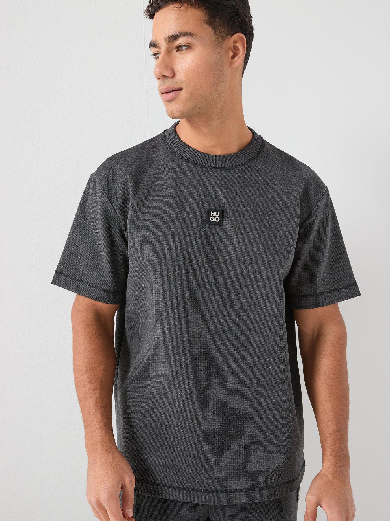 HUGO Dilanso Stacked Logo Relaxed Fit T-Shirt - Grey