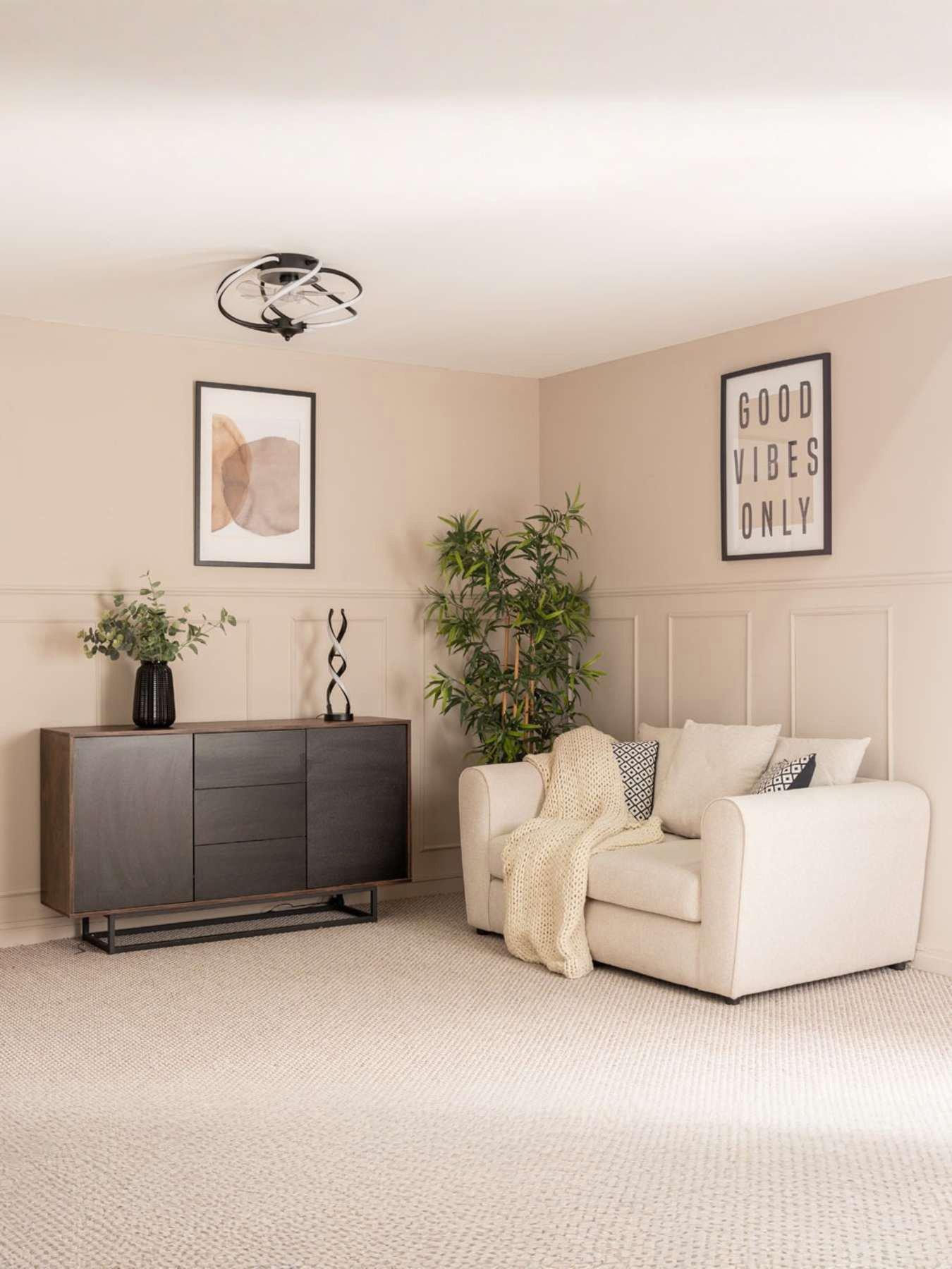 ValueLights Infinity Matt Black Swirl Integrated Led Ceiling Fan With ...