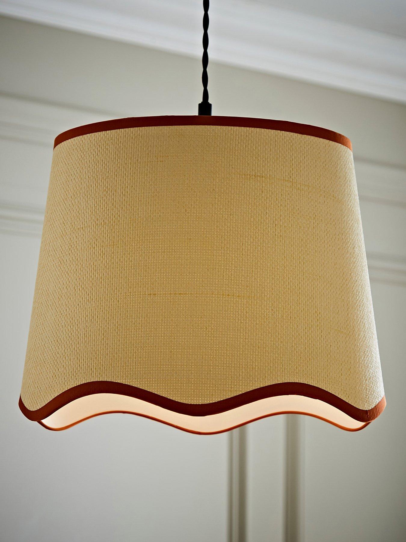 Image 1 of 6 of ValueLights Dutton Large Scallop Bottom Shade With Rust Trim