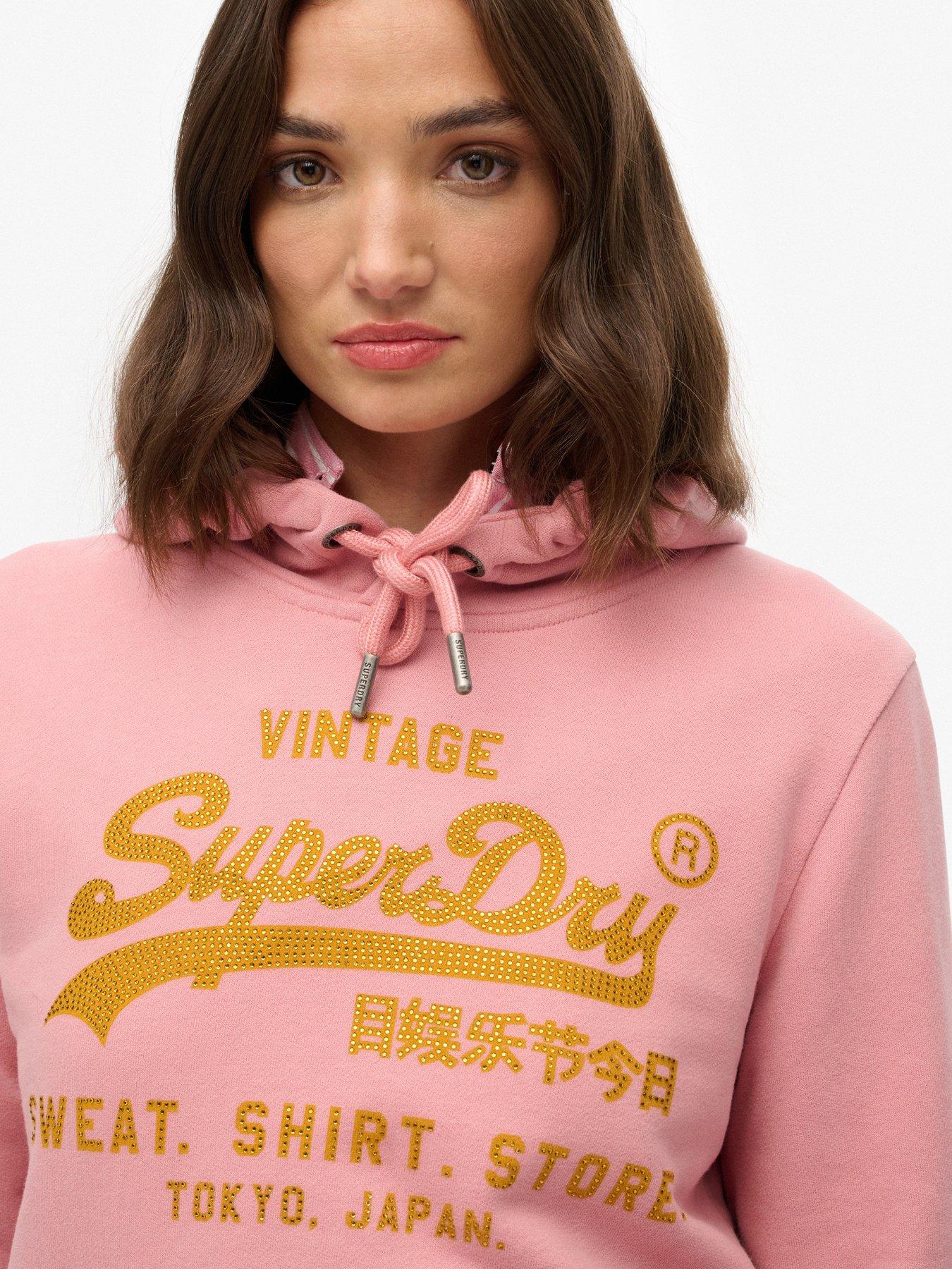 Image 2 of 4 of Superdry Embellished Relaxed Hoodie - Pink